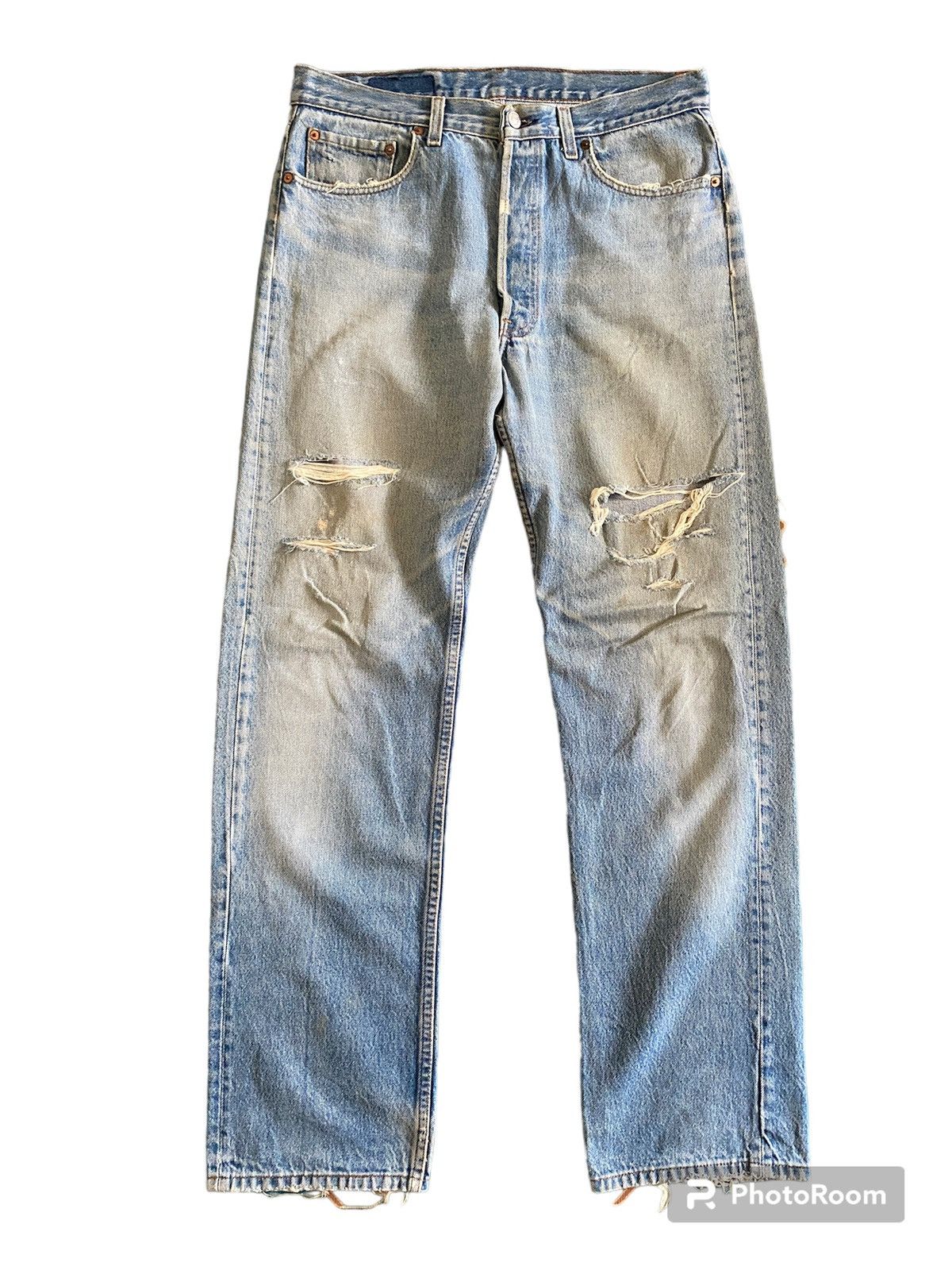 Levi's Vintage 90s Levi’s 501 Distressed Denim Size US 32 / EU 48 - 1 Thumbnail