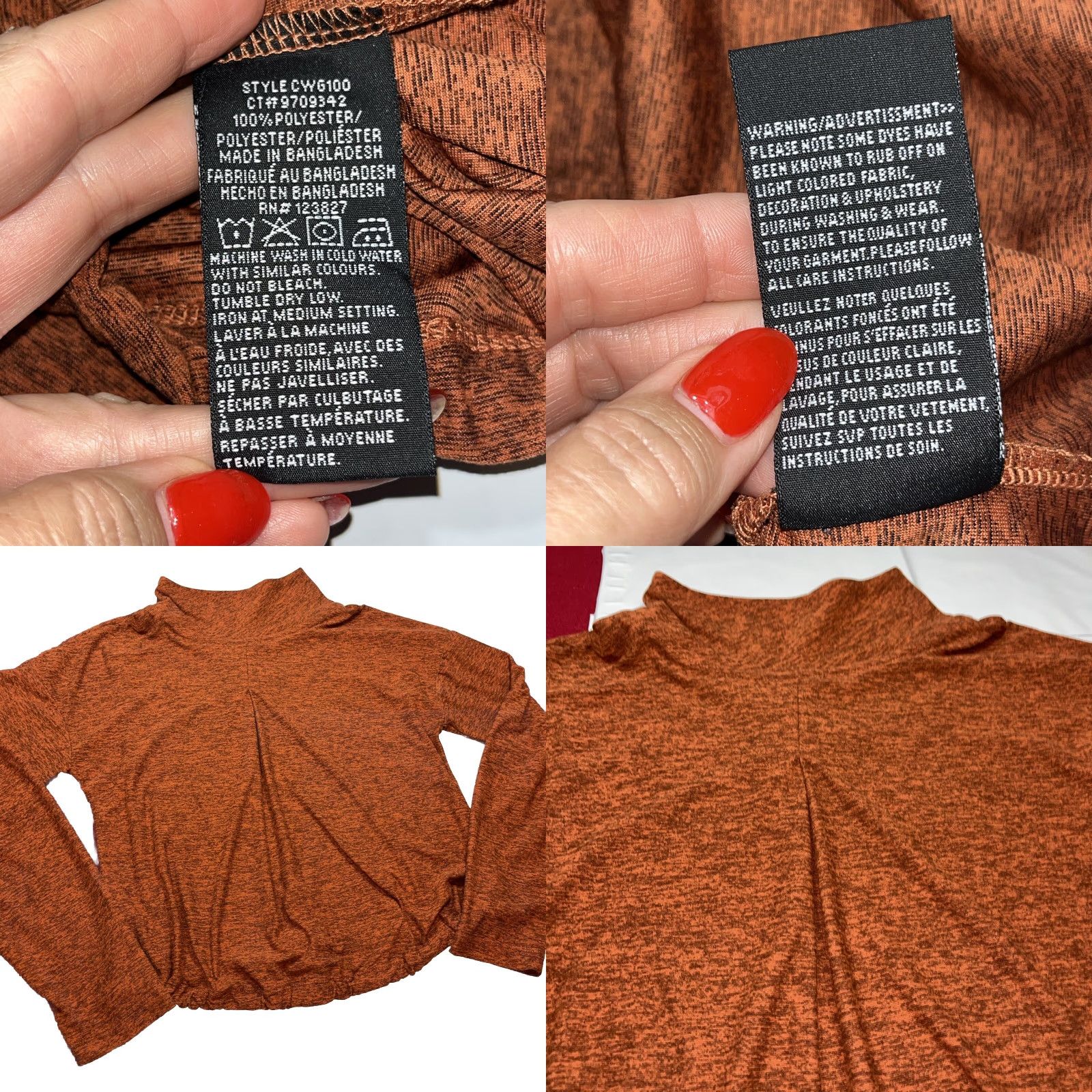 Vintage Canada Weather Gear Shirt M Brown Marled Mock Neck Pullover Cinch Tie Hem Logo Arm Patch Women's Long Sleeve Athletic Regular Size M Size M / US 6-8 / IT 42-44 - 8 Thumbnail
