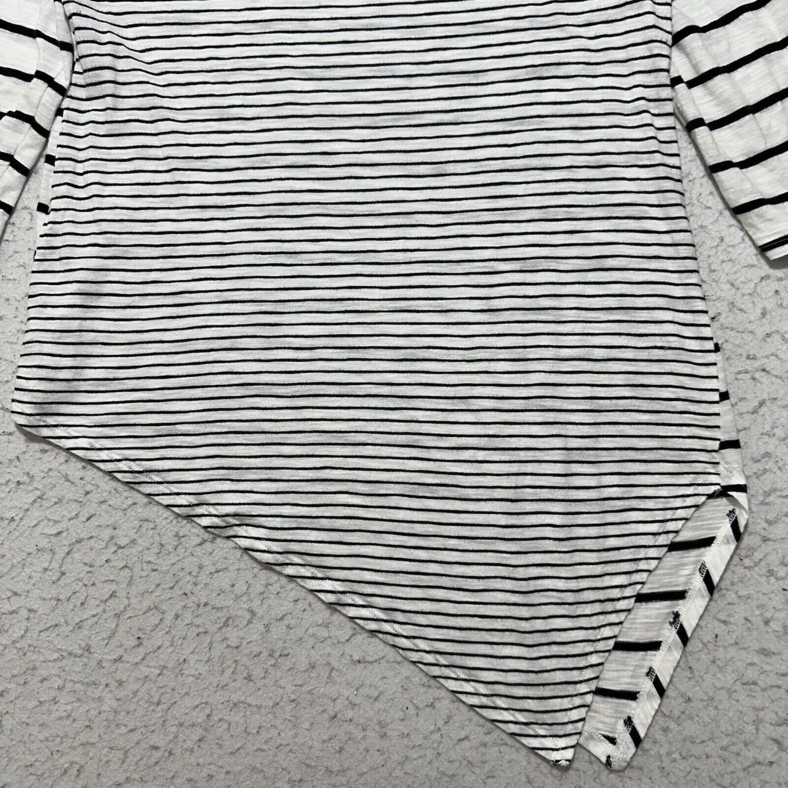 Chicos Chico's Medium Asymmetrical Hem Black White Striped Blouse Size M / US 6-8 / IT 42-44 - 11 Thumbnail
