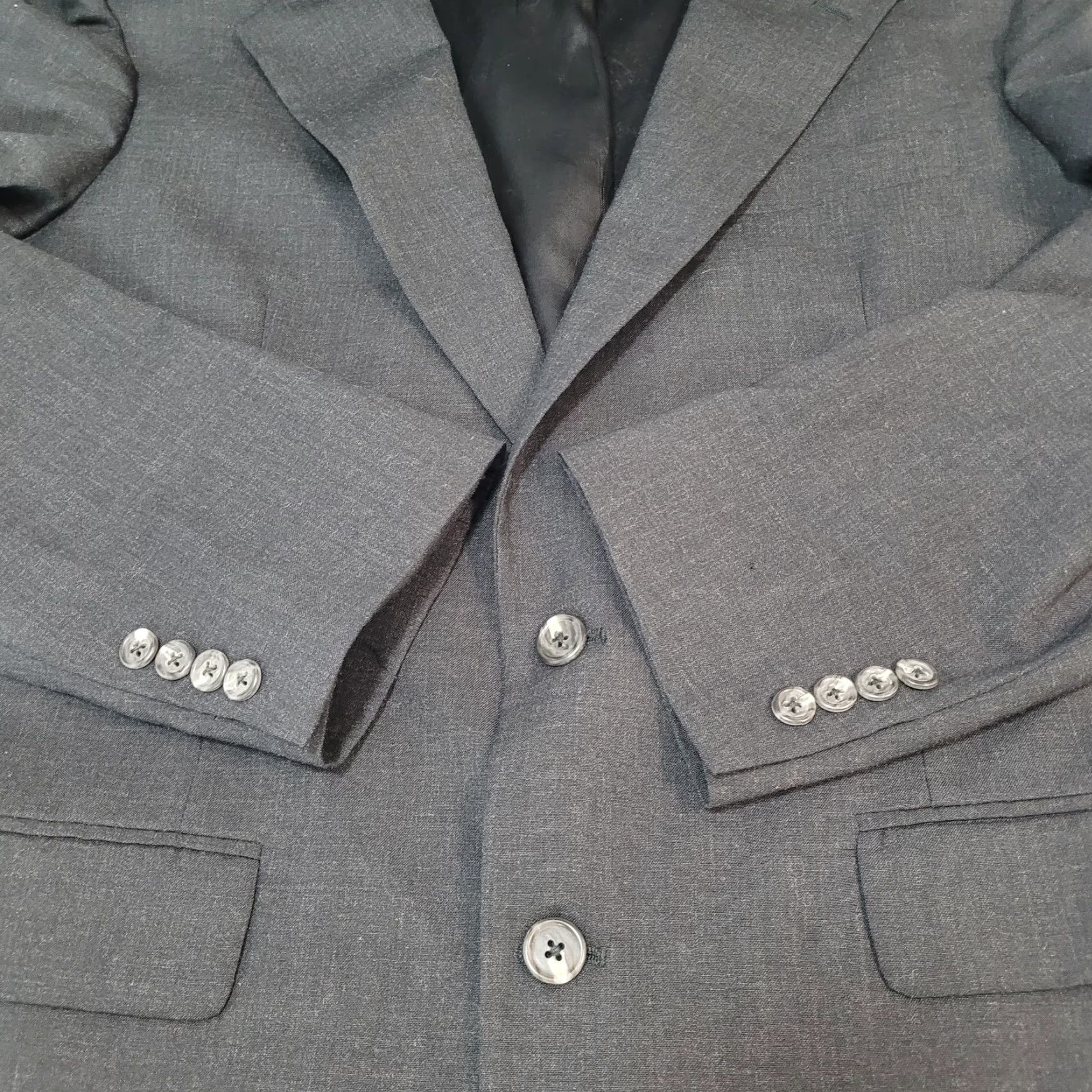 Vintage VINTAGE Perlis Men’s Grey Wool Blazer Suit Coat Size 42 Classic Two-Button Notch Vented Size 42R - 7 Thumbnail