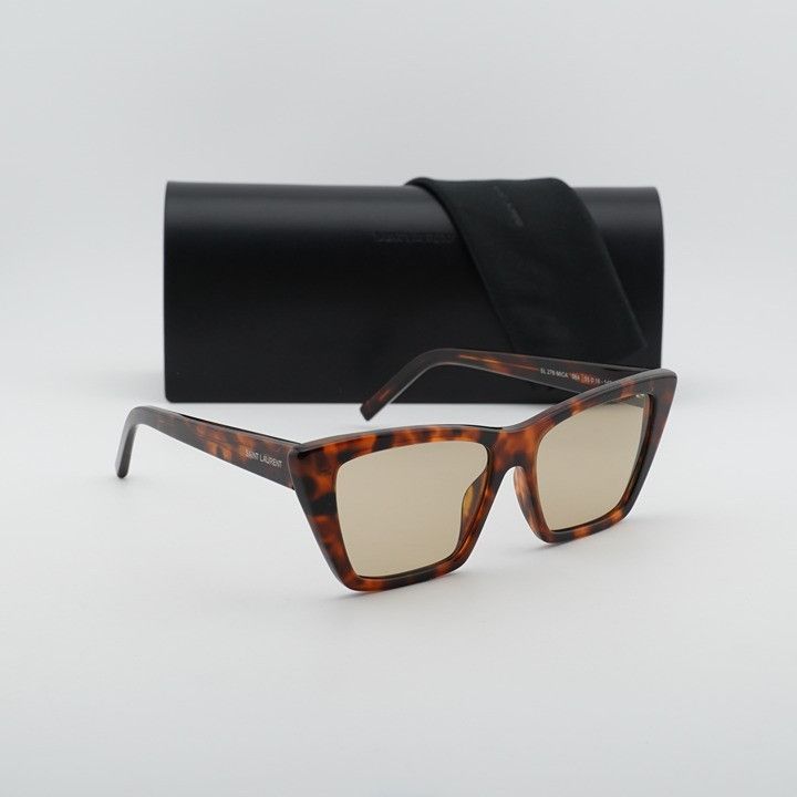 Saint Laurent Paris Saint Laurent SL276 MICA 064 Sunglasses Havana Cat Eye Frame Size ONE SIZE - 11 Thumbnail