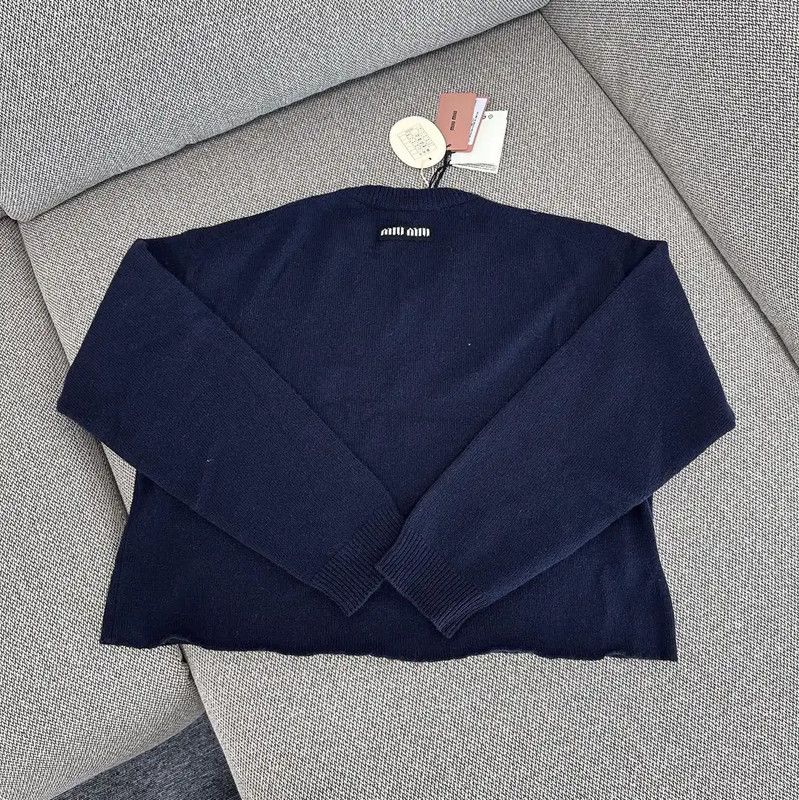 Miu Miu Miu Miu Women's Navy Blue Wool Sweater 0089 Size XL / US 12-14 / IT 48-50 - 1 Thumbnail
