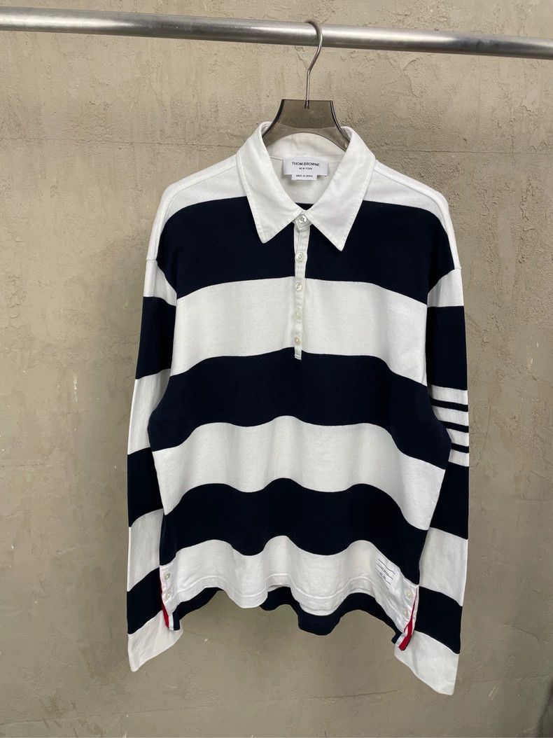 Thom Browne Thom Browne Striped Polo Longsleeve Size US S / EU 44-46 / 1 - 1 Thumbnail