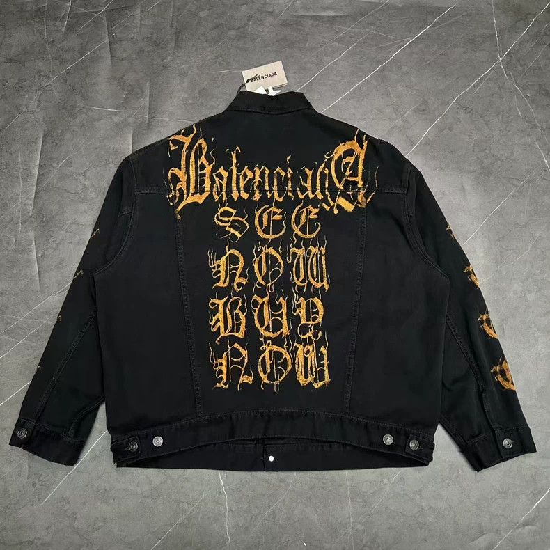 Balenciaga Balenciaga Devanagari Mud-Dyed Denim Jacket Size US S / EU 44-46 / 1 - 5 Thumbnail