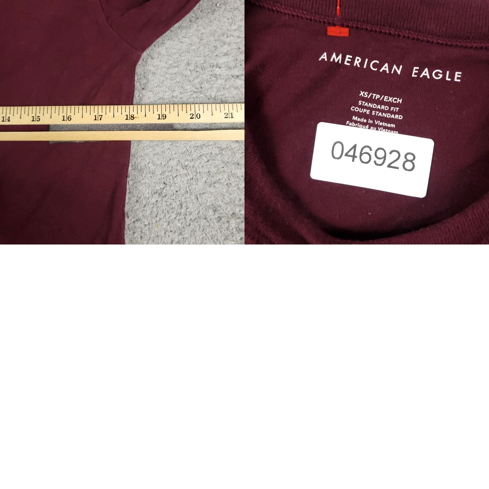 American Eagle Outfitters American Eagle Outfitters T-Shirt Mens XS Burgundy Long Sleeve Adult Crew Neck Warm Casual Shirt Size US XS / EU 42 / 0 - 8 Thumbnail