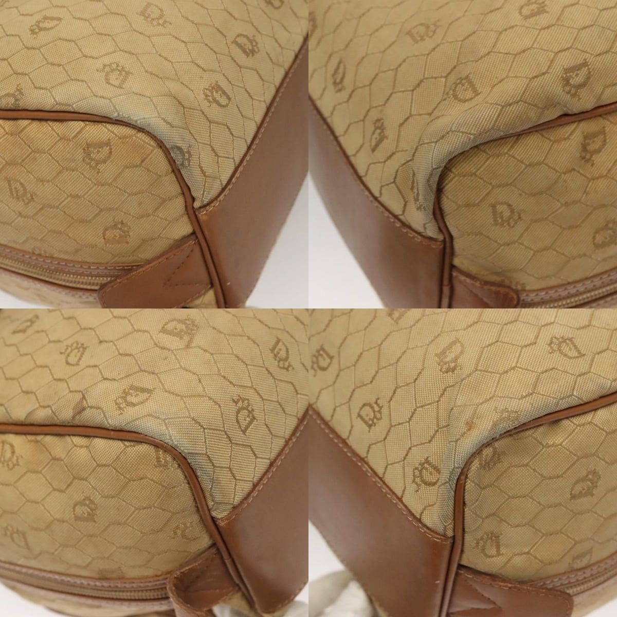 Dior DIOR Honeycomb Canvas Boston Bag Beige Size ONE SIZE - 10 Thumbnail