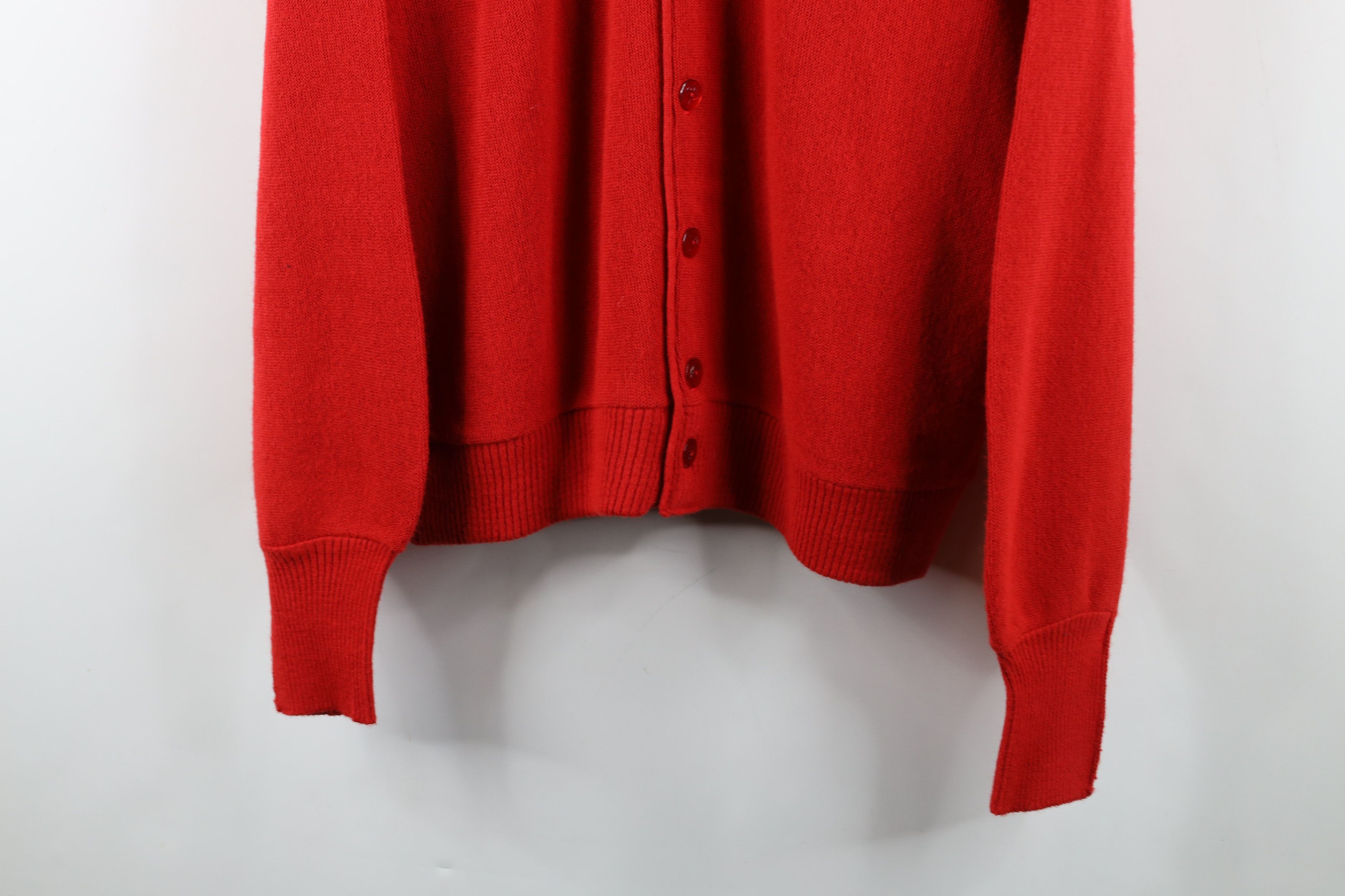 Vintage Vintage 70s Streetwear Cobain Knit Cardigan Sweater Red USA Size US L / EU 52-54 / 3 - 3 Thumbnail