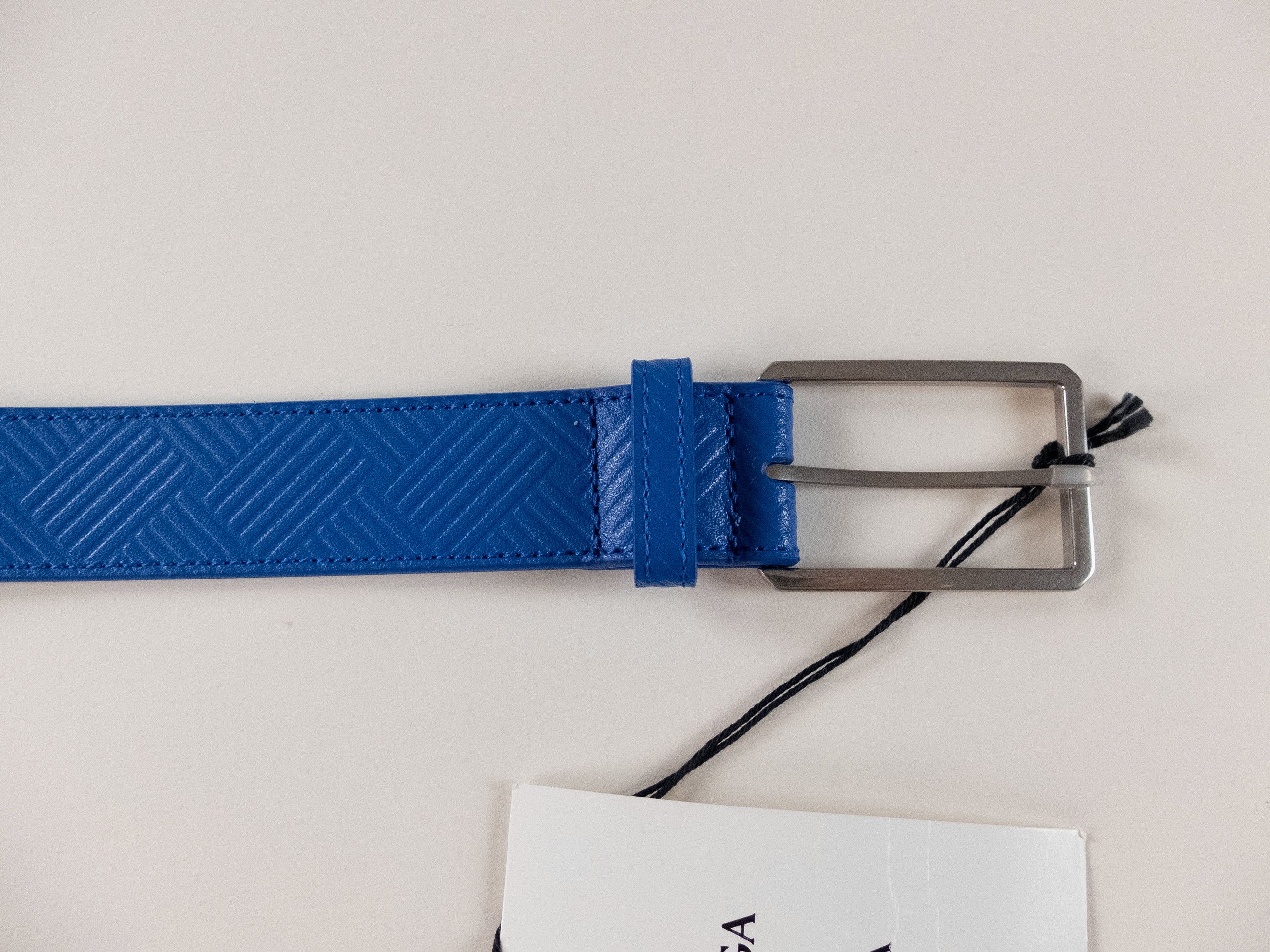 Bottega Veneta BOTTEGA VENETA blue intrecciato embossed leather belt 90 Size 34 - 4 Thumbnail
