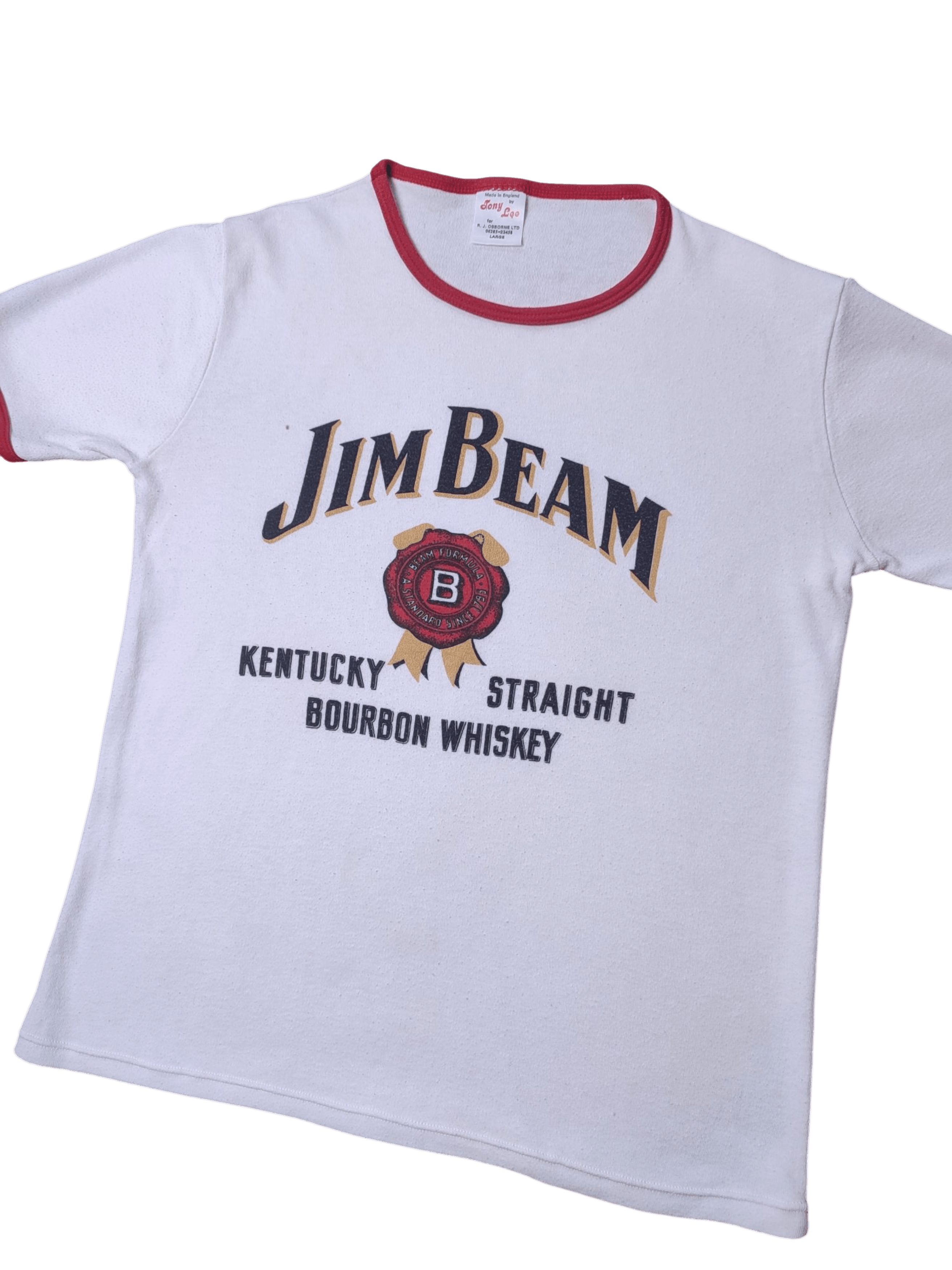Vintage Jim Beam Ringer Graphic T-Shirt Vintage 90s Made in England Size US M / EU 48-50 / 2 - 3 Thumbnail