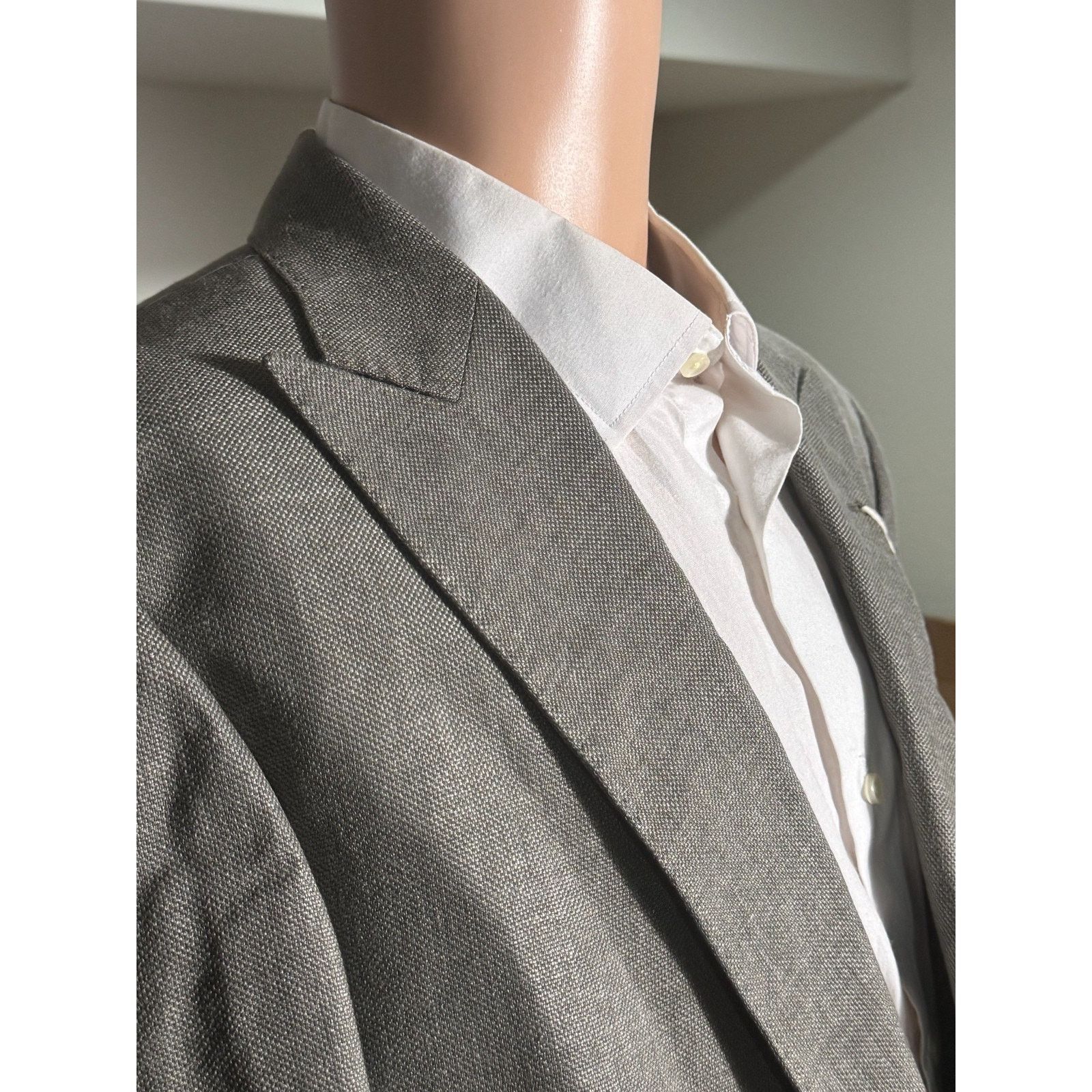 Brunello Cucinelli Brunello Cucinelli Peak Lapel Taupe W Silk Sport Coat 40R Size 40R - 3 Thumbnail