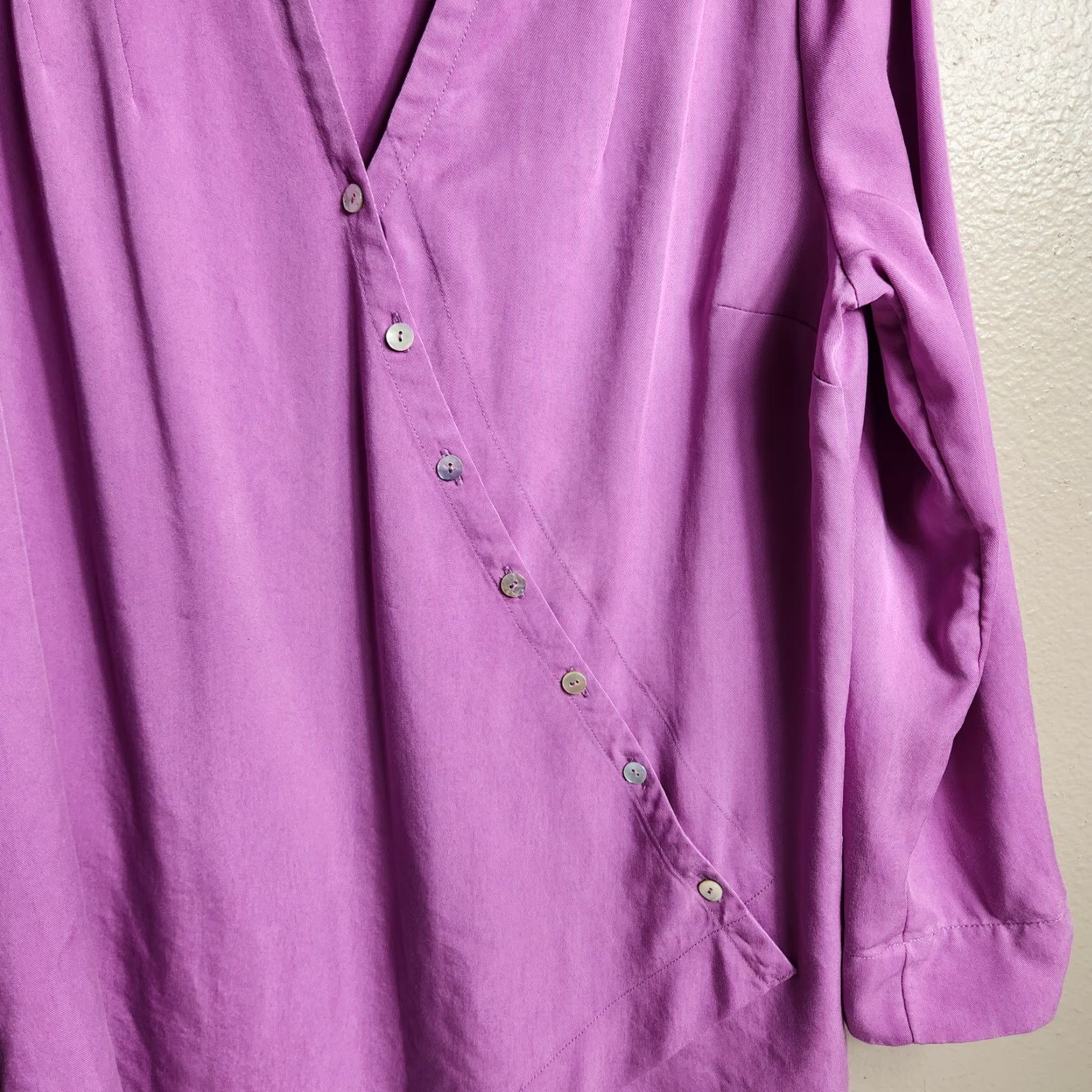 Soft Surroundings Soft Surroundings Womens Pink Lilac Washed Tencel Roll Tab Sleeve Tunic-Size L Size L / US 10 / IT 46 - 5 Thumbnail