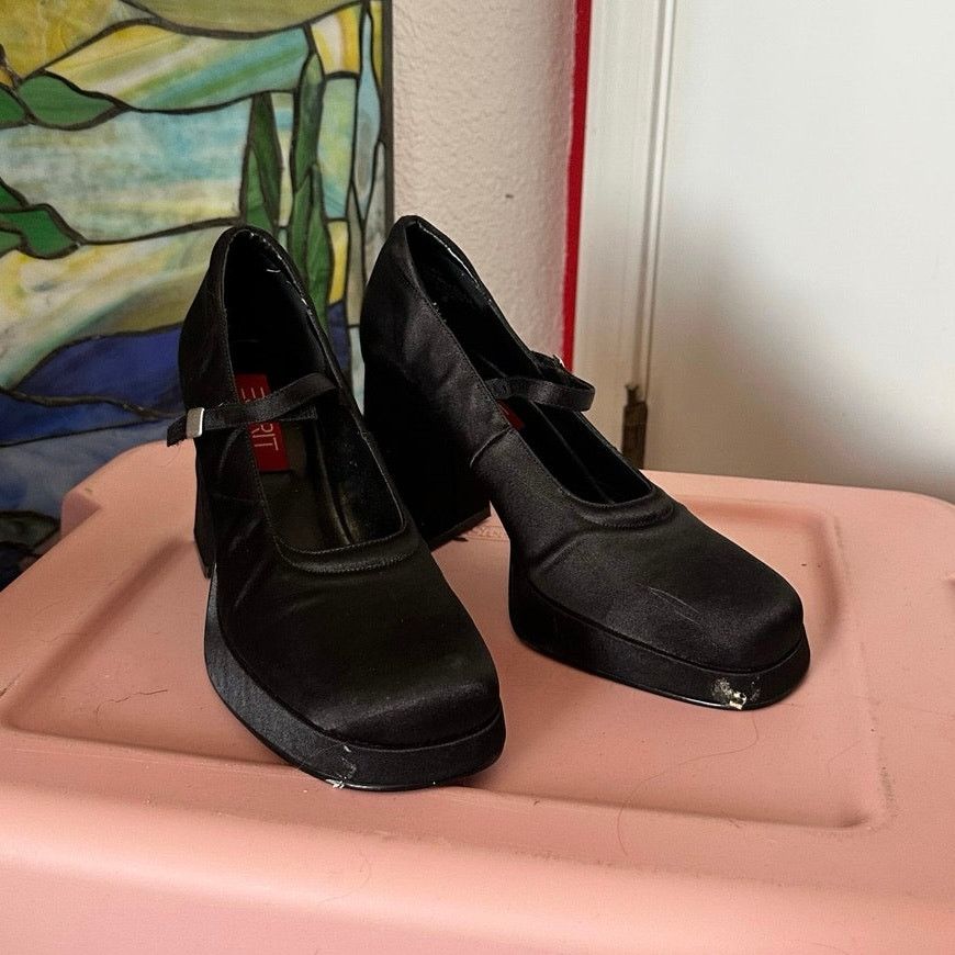 Esprit esprit vintage black calista satin mary jane heels shoes Size US 8 / IT 38 - 3 Thumbnail