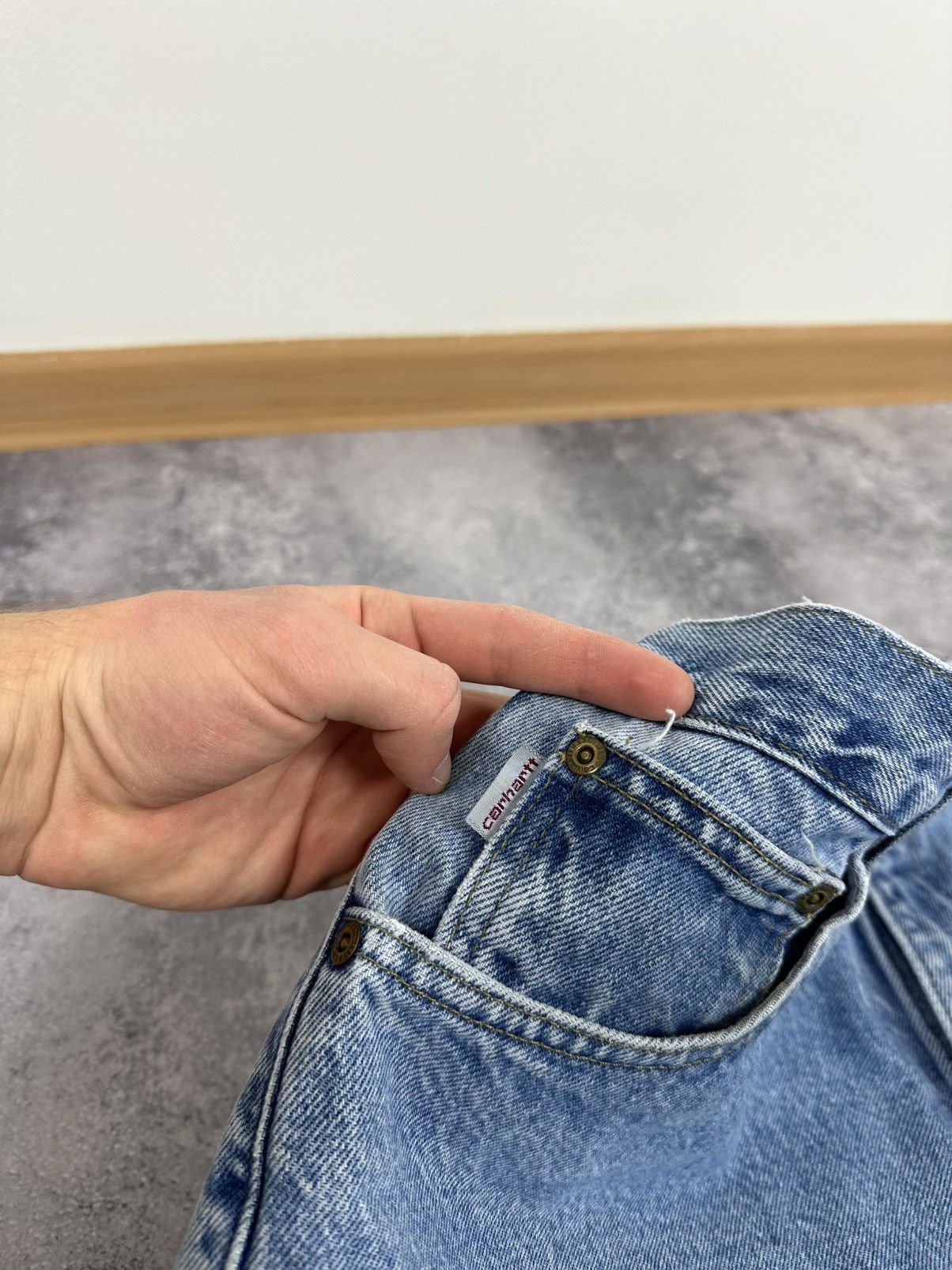 Vintage 90s Carhartt USA Light Blue Baggy Utility Hype Jeans