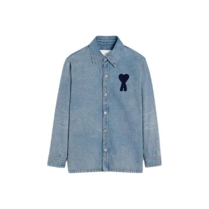 AMI AMIPARIS Heart Long Sleeve Denim Shirt 0079 Size US M / EU 48-50 / 2 - 1 Thumbnail
