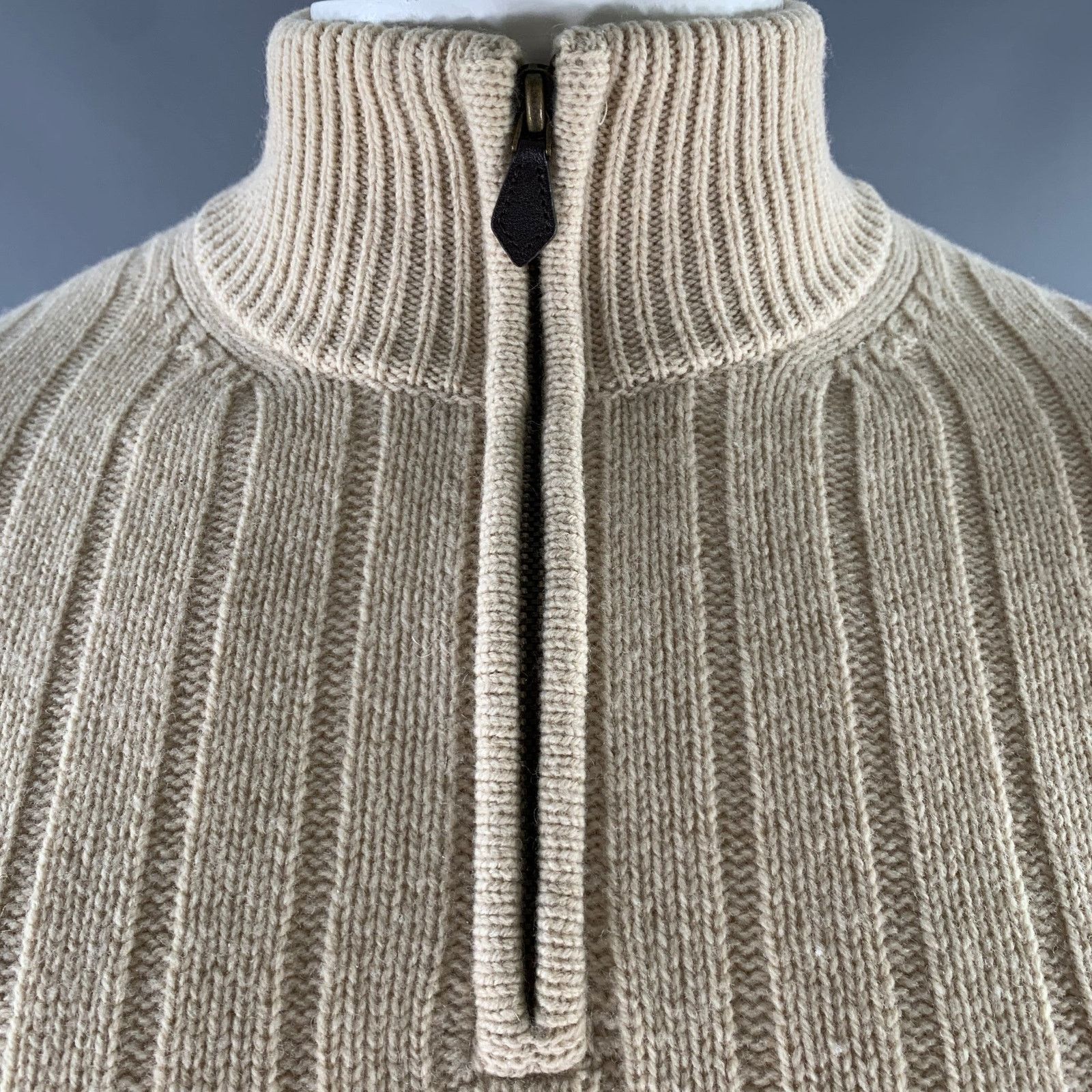 Brooks Brothers BROOKS BROTHERS Size L Cream Cable Wool Quarter Zip Sweater Size US L / EU 52-54 / 3 - 2 Thumbnail