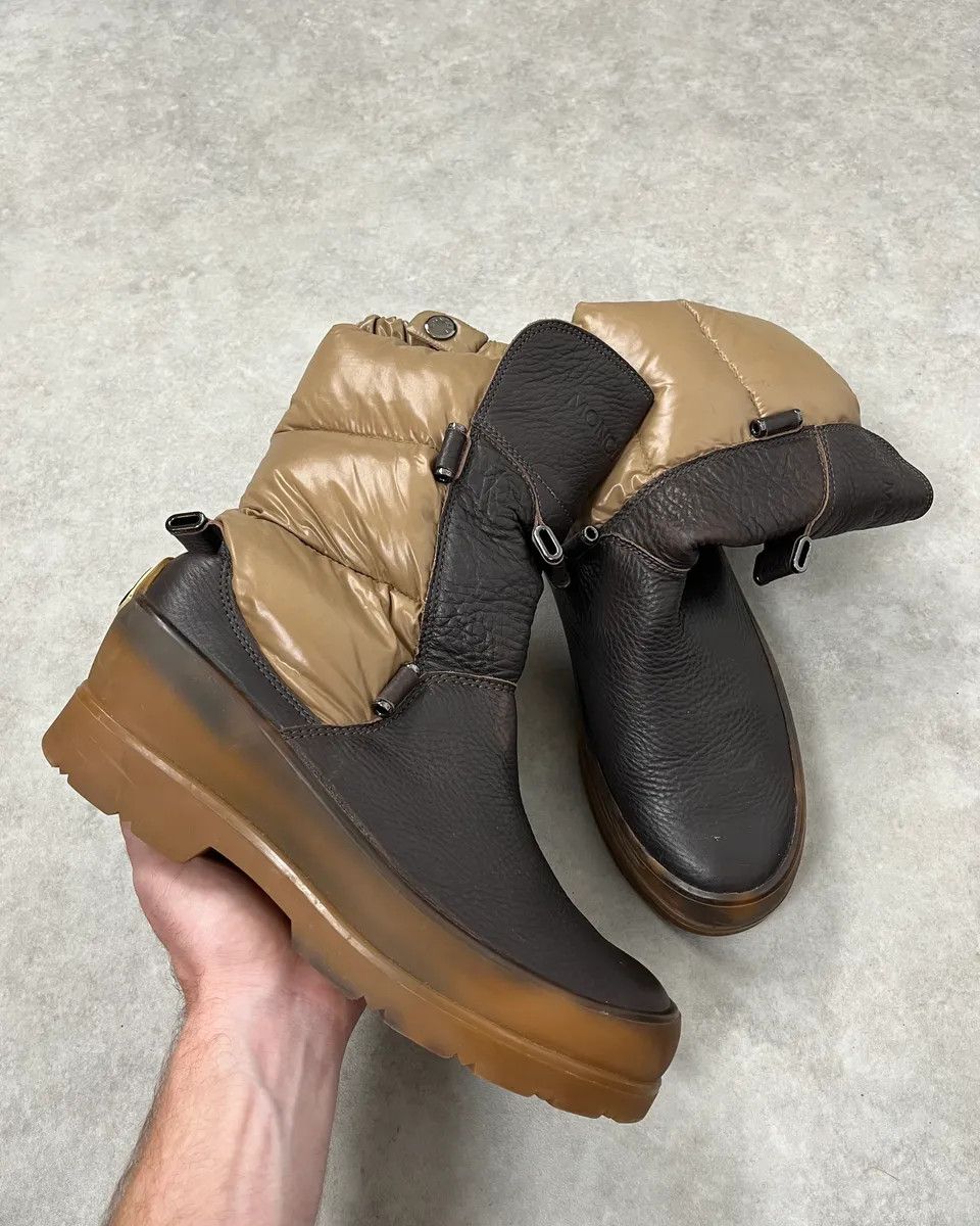 Moncler Moncler Brown Leather Beige Quilted Puffer Boots Size US 10 / EU 43 - 1 Thumbnail