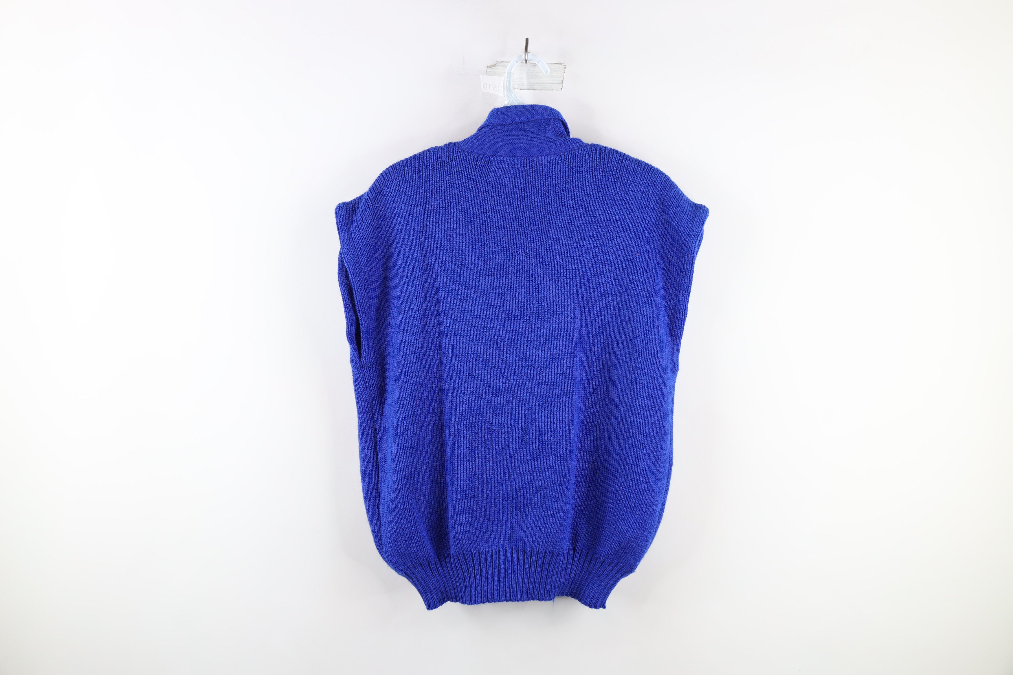 Vintage Vintage 90s Mid Mod Pleated Knit Sweater Vest Royal Blue Size M / US 6-8 / IT 42-44 - 6 Thumbnail
