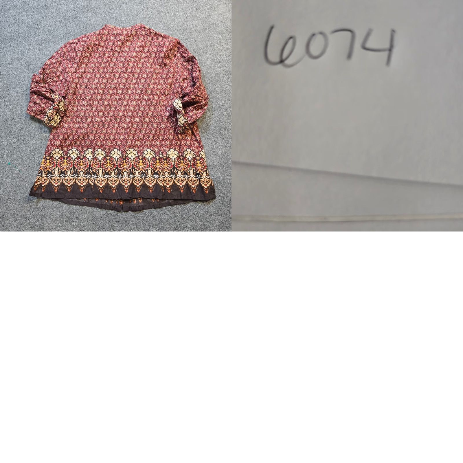 Vintage Catherine's Beaded Round Neck Button Blouse Women 1X Brown Orange Casual Career Geometric Pattern Size XL / US 12-14 / IT 48-50 - 8 Thumbnail
