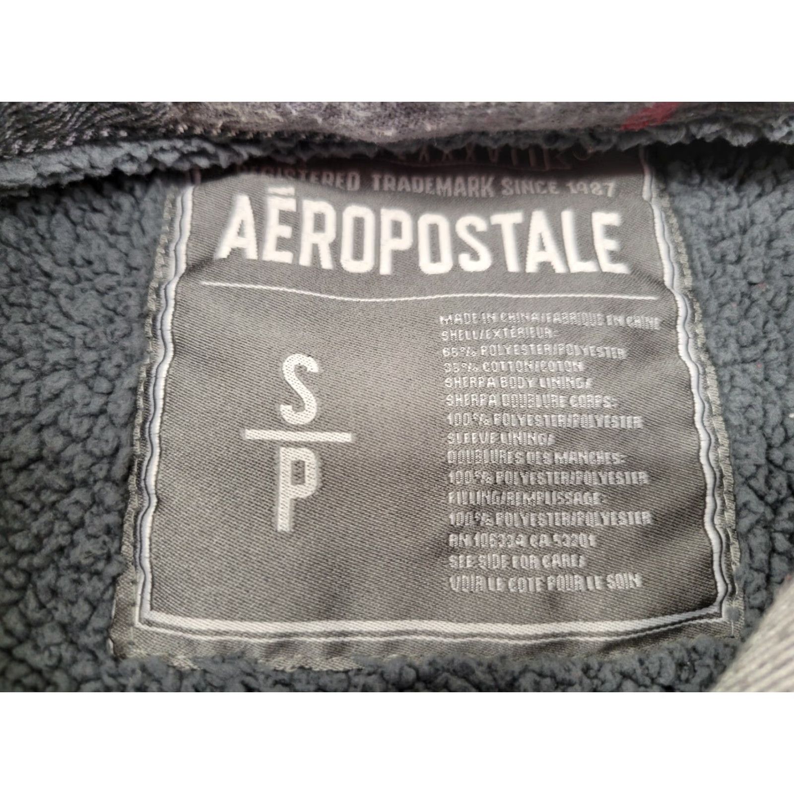 Aeropostale Aeropostale Flannel Jacket Men's Small Sherpa Lined Gray & Black Plaid Shirt Button-Up Hooded Pockets Fall Winter Multicolor Regular Size US S / EU 44-46 / 1 - 8 Thumbnail