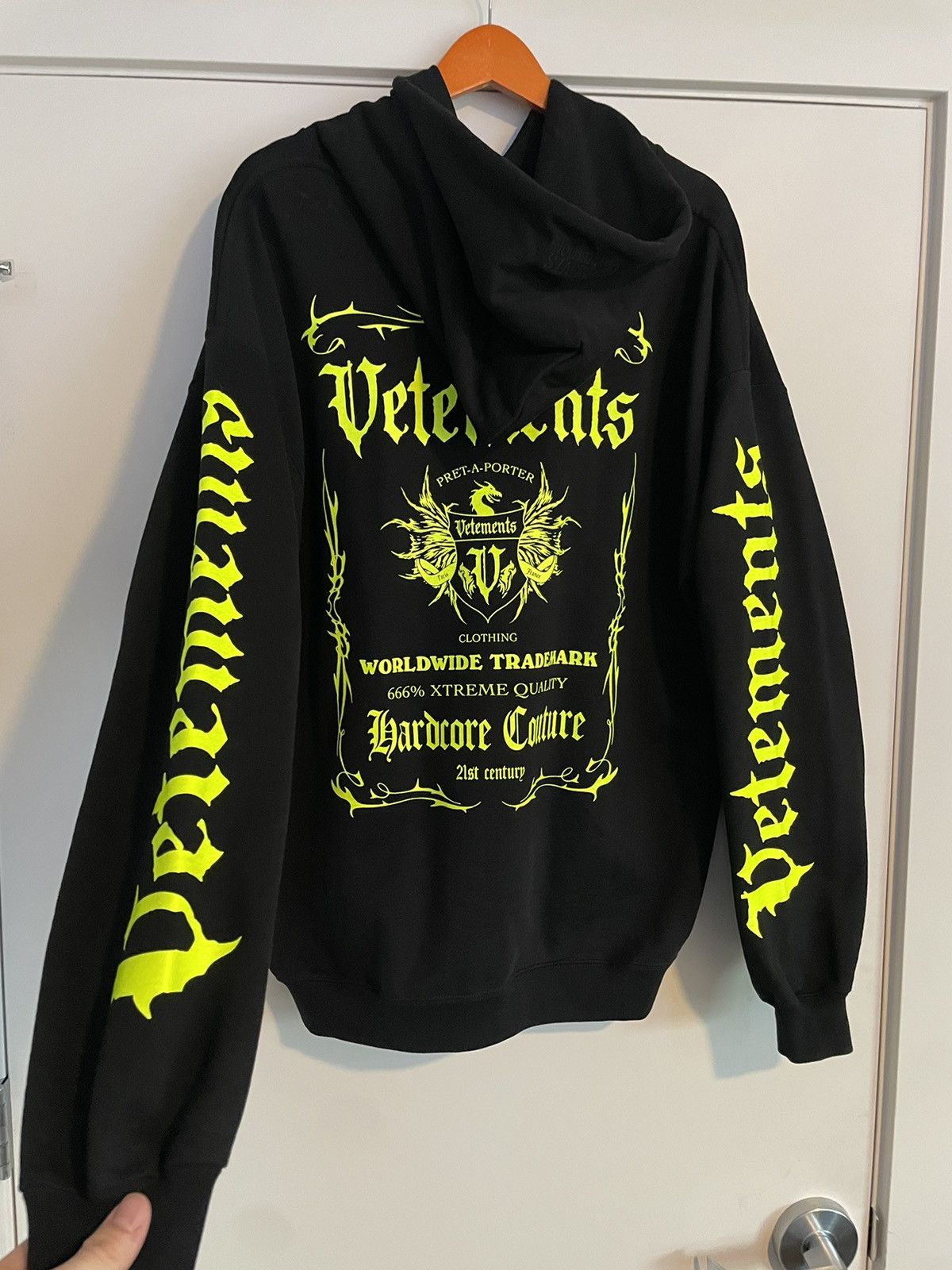 image of Black Vetements Pret A Porter Lime Black Oversized Hoodie, Men's (Size XL)