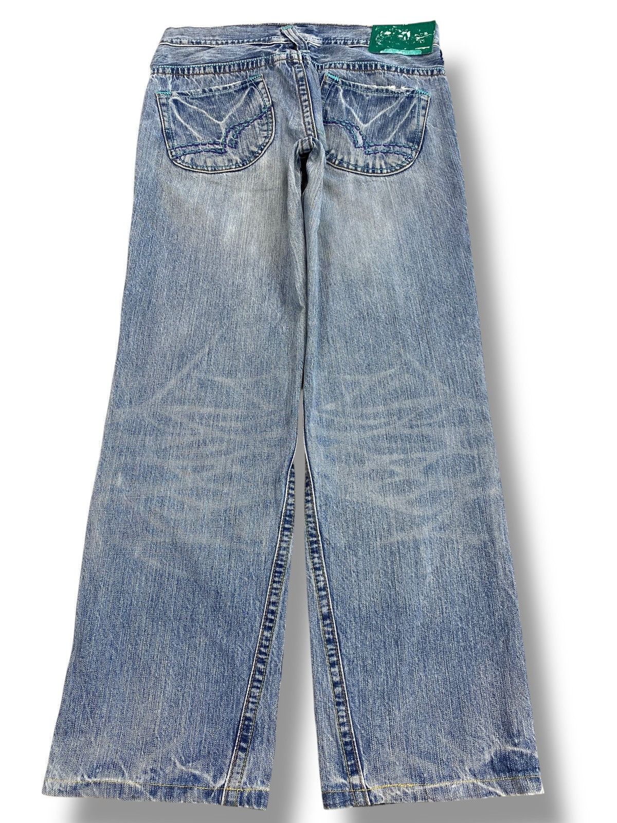 Japanese Brand Japanese Brand Acid Blue Wash Ripped Style Loose Jeans Size US 30 / EU 46 - 3 Thumbnail