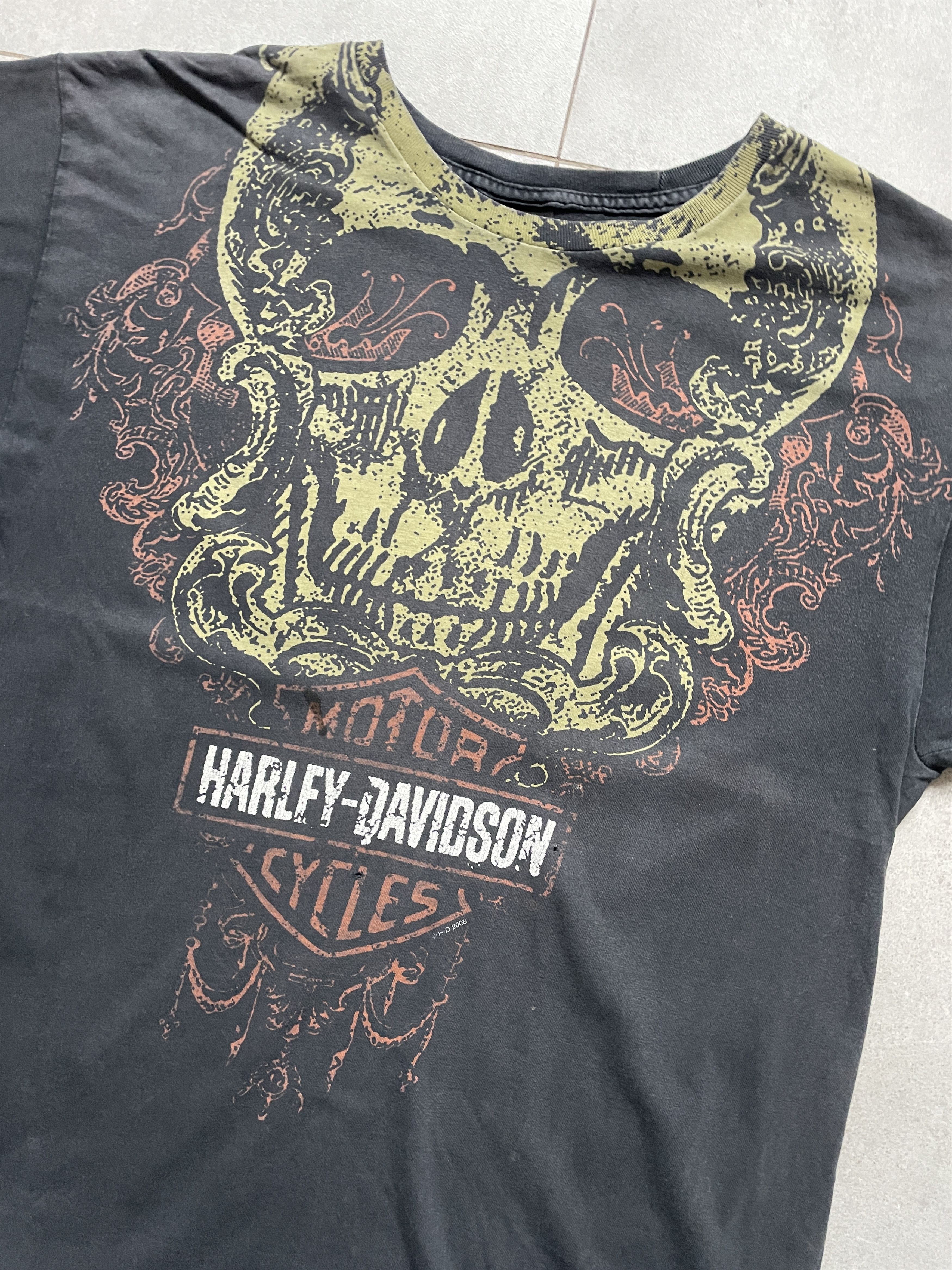Harley Davidson VINTAGE HARLEY DAVIDSON 3D TATTOO BIKER SKULL MOTORCYCLE TEE Size US L / EU 52-54 / 3 - 2 Thumbnail