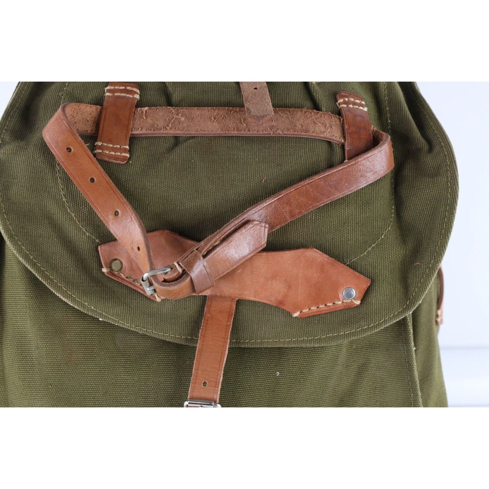 Vintage Vintage Romania Military Heavyweight Leather Trim Canvas Bag Size ONE SIZE - 2 Thumbnail