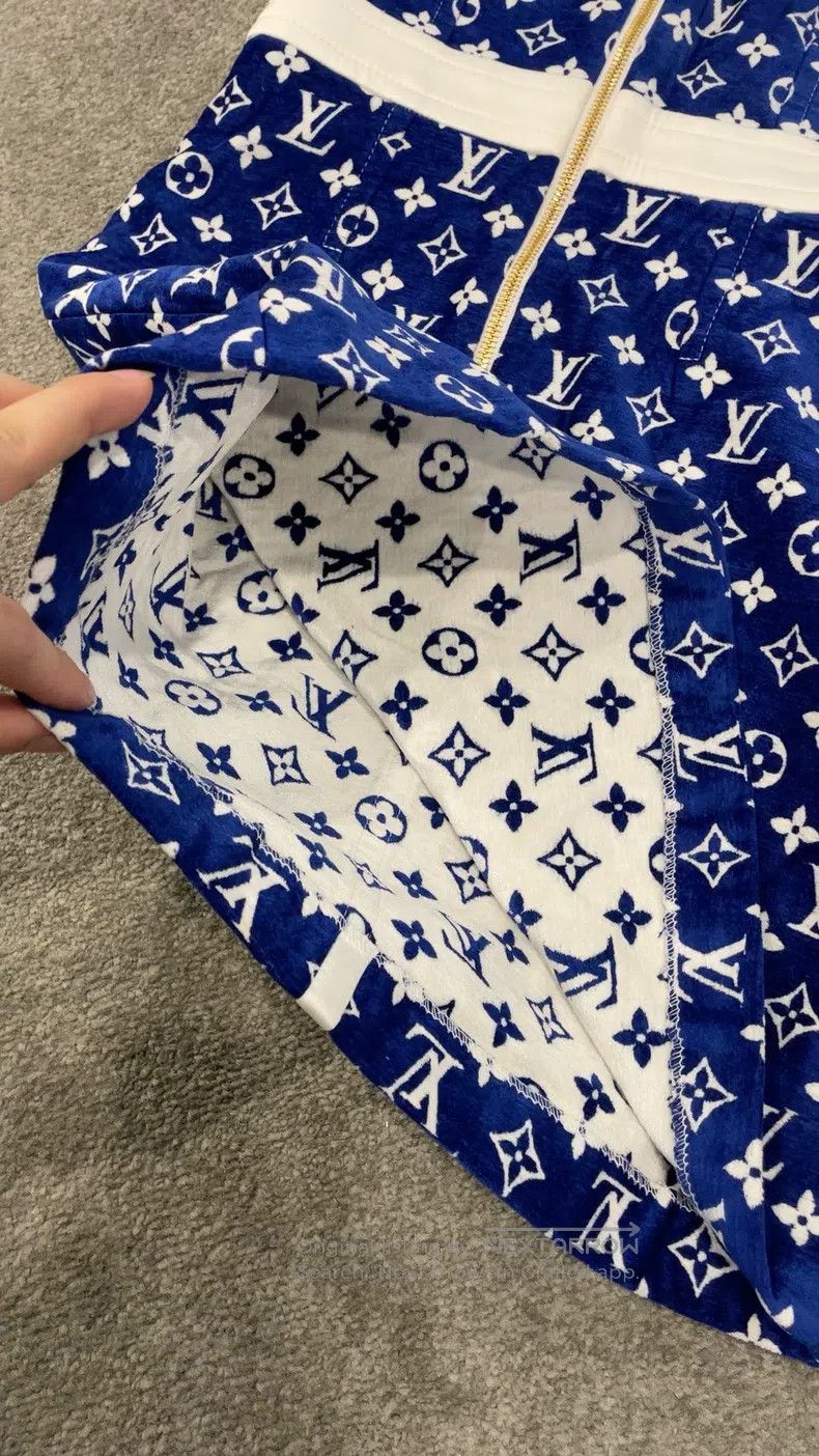 Louis Vuitton Louis Vuitton Klein Blue Full Logo Dress Size XXS / US 00 / IT 34 - 6 Thumbnail