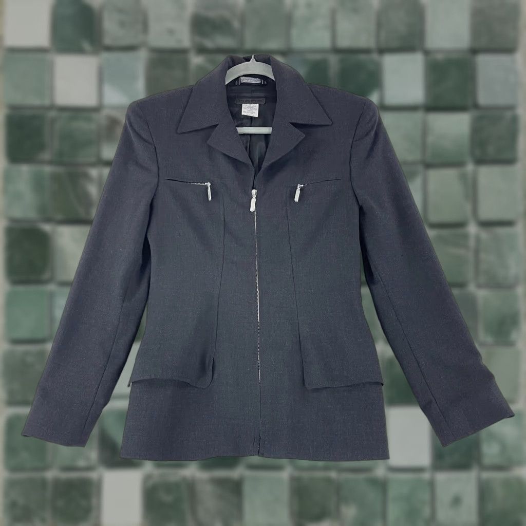 Bebe Bebe Gray Zip Up Wool Blend Jacket Womens Size 4 Long Sleeve Made in Italy Vintage Size S / US 4 / IT 40 - 1 Thumbnail