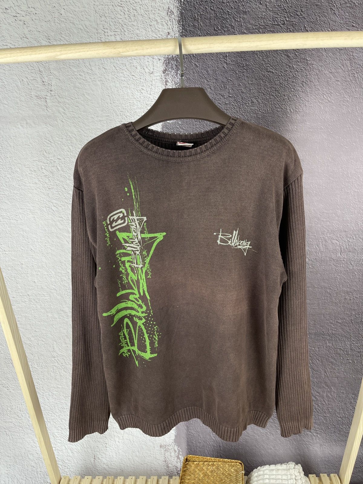 Billabong Billabong vintage big logo brown faded sweater knitwear Size US XL / EU 56 / 4 - 2 Thumbnail
