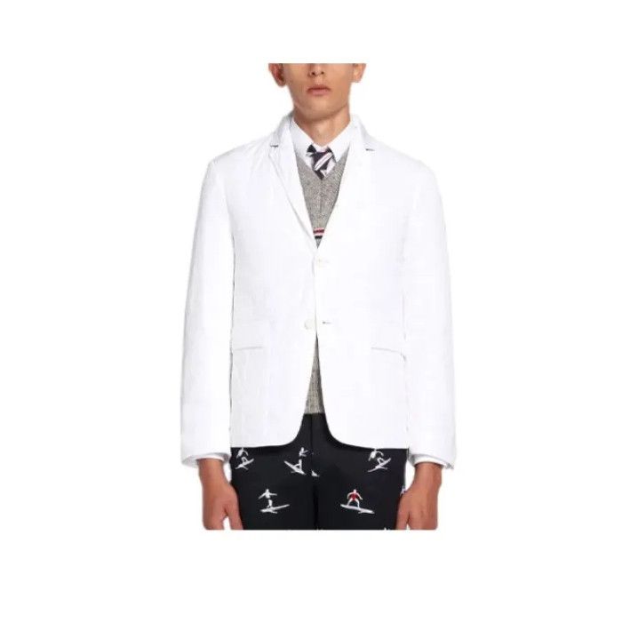 Thom Browne Thom Browne White Down Jacket with Stripes Size US M / EU 48-50 / 2 - 1 Thumbnail