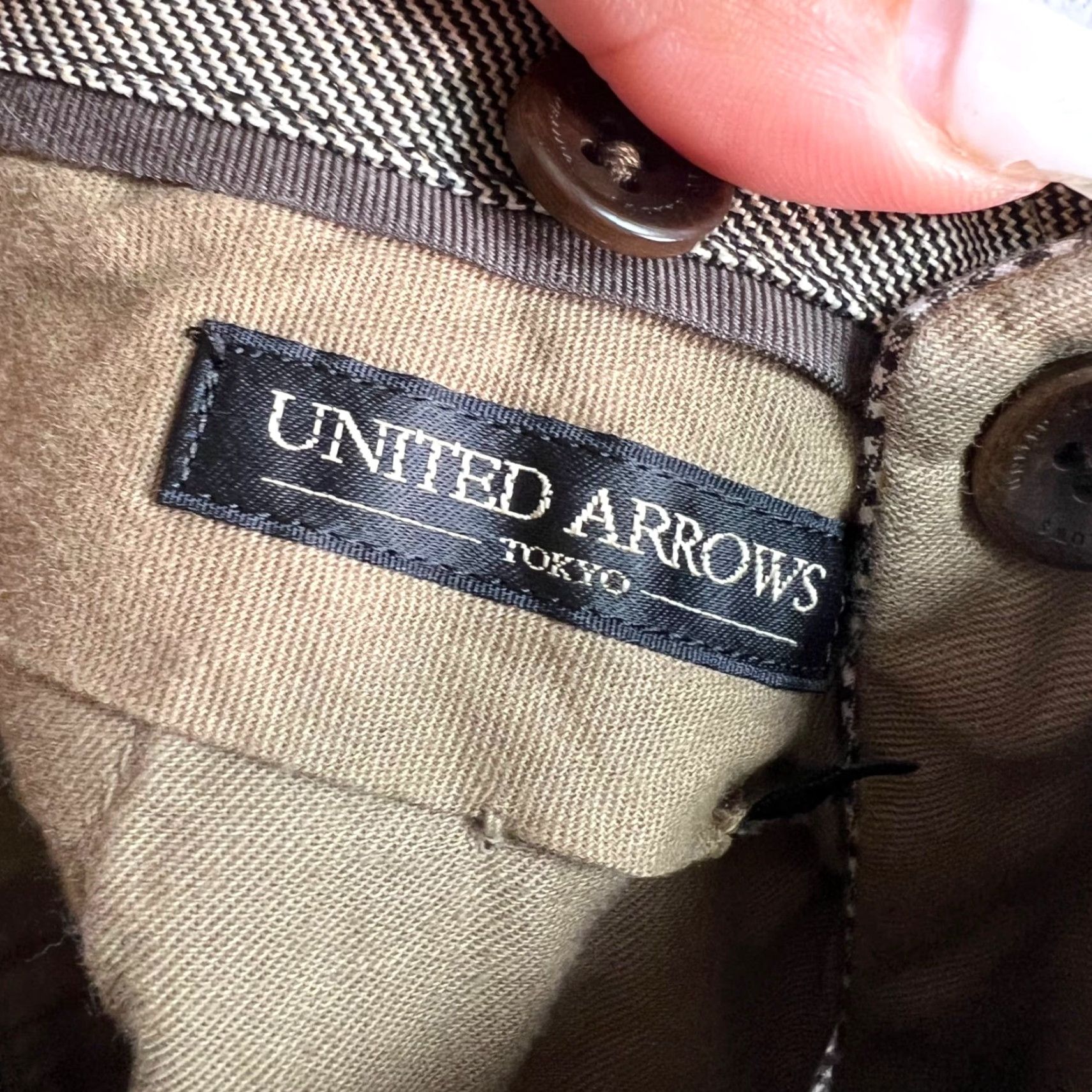 United Arrows VINTAGE United Arrows Shorts Chino Men L Brown Houndstooth Cotton Blend 32W 10in Inseam Mens Size Large Size US 33 - 3 Thumbnail
