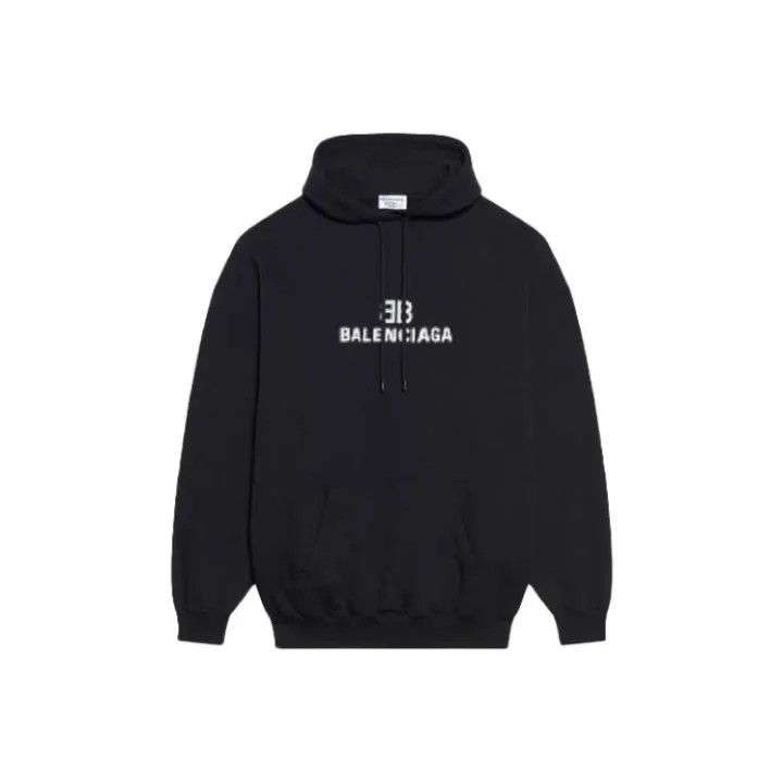 Balenciaga Balenciaga Logo Printed Fleece Hoodie Black 0079 Size US M / EU 48-50 / 2 - 1 Thumbnail