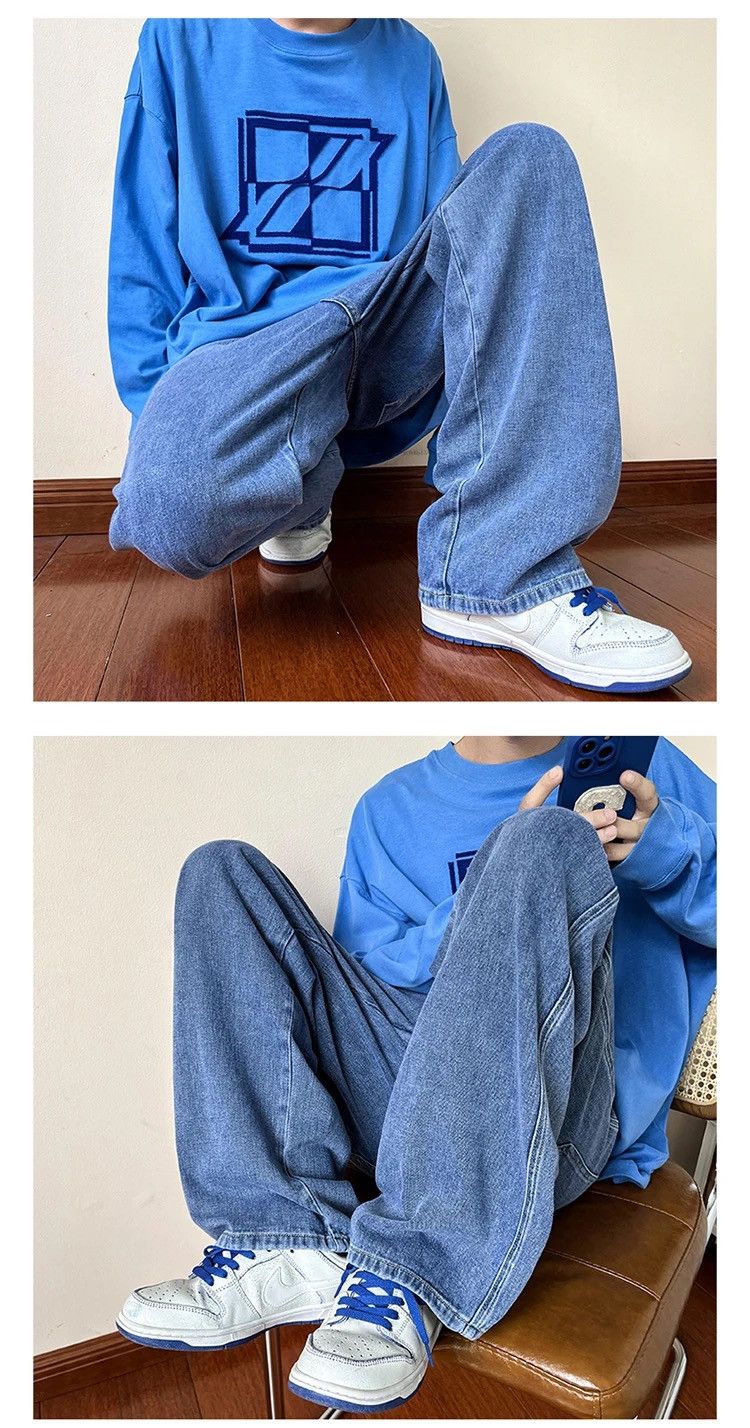 Jean Blue Color Straight Denim Baggy Pant Size US 32 / EU 48 - 3 Thumbnail