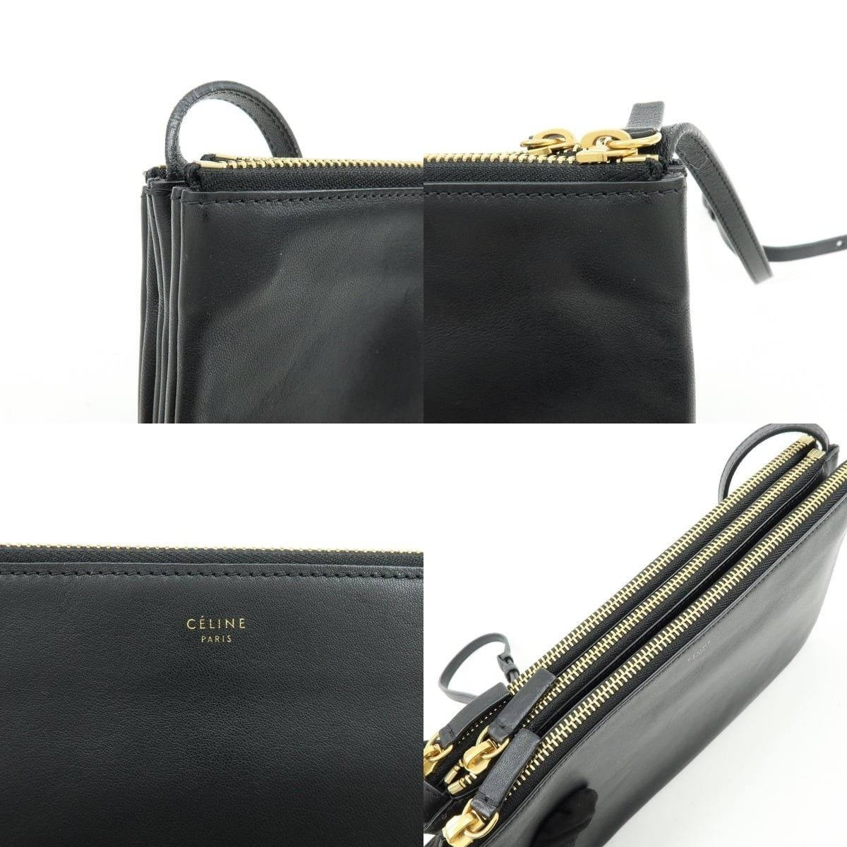 Celine Celine Trio Crossbody Bag Lambskin Black Size ONE SIZE - 6 Thumbnail