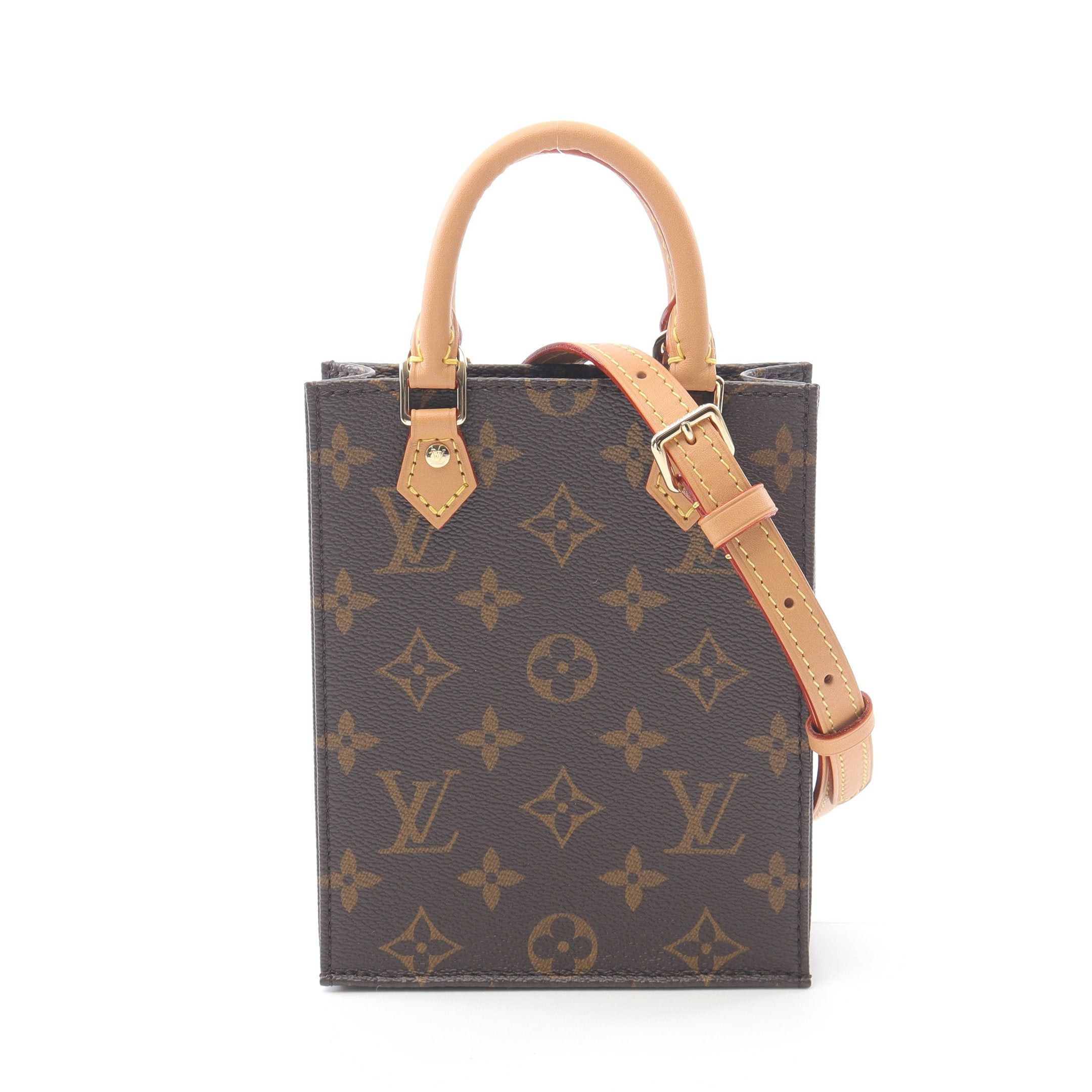 Louis Vuitton Louis Vuitton Petite Sac Plat Monogram Handbag Leather Brown Size ONE SIZE - 1 Thumbnail