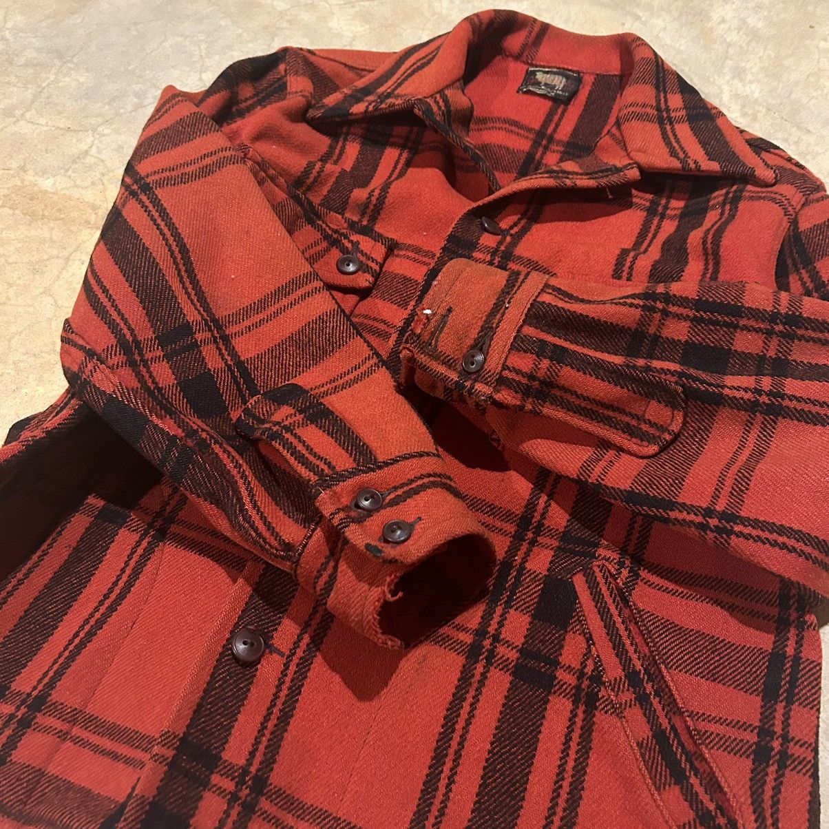 Vintage × Woolrich Woolen Mills Rare Vintage 1940s Woolrich Wool Mackinaw Jacket Plaid Red Size US L / EU 52-54 / 3 - 4 Thumbnail