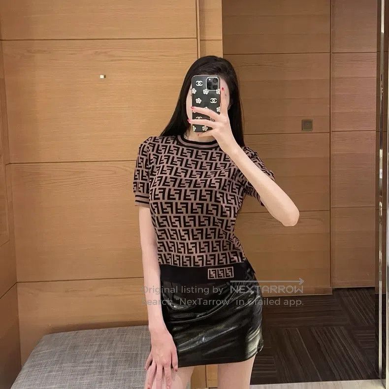 Fendi Fendi All-over Double F Logo Knit Short Sleeve Size XS / US 0-2 / IT 36-38 - 7 Thumbnail