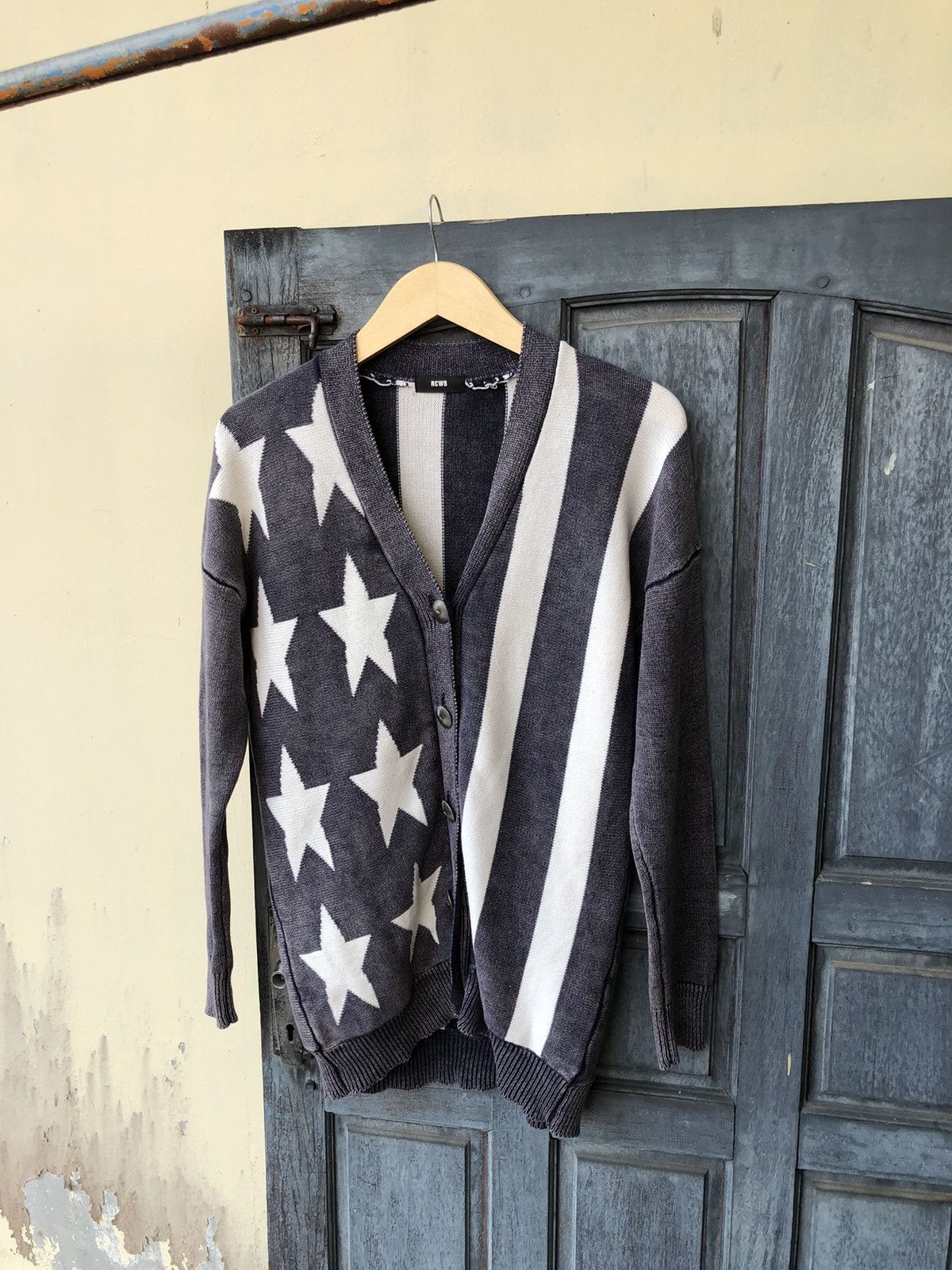 Japanese Brand Rodeo Crowns Japanese Free Size Knit Cardigan Stars Stripes Size US M / EU 48-50 / 2 - 4 Thumbnail