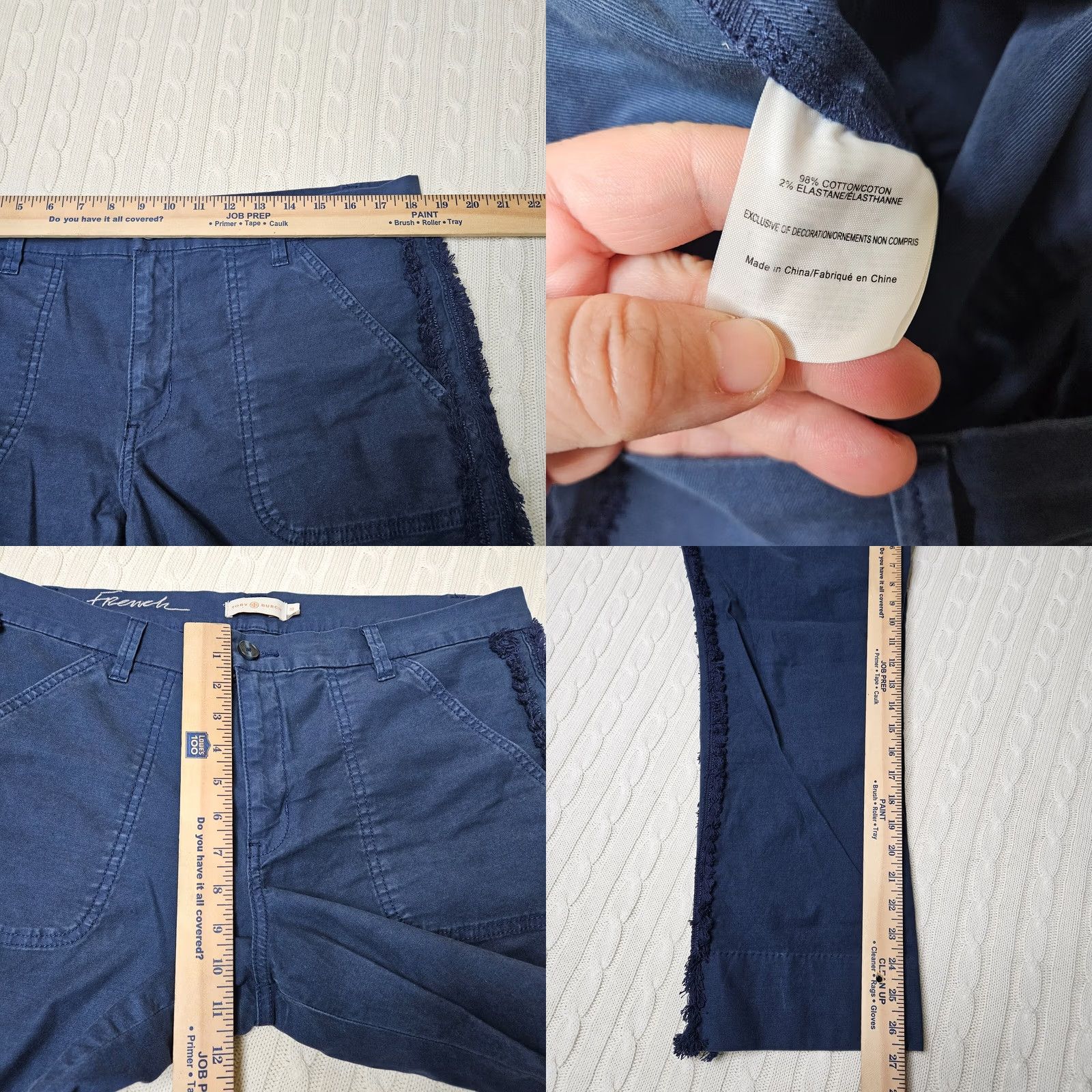 Tory Burch Tory Burch Navy blue Parden My French Fringe Casual Women's Pant Size 32 Size 24" / US 00 / IT 34 - 8 Thumbnail
