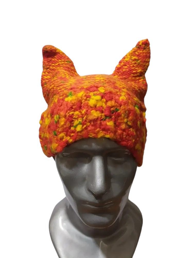 Other Unknown Multicolored Bunny Horn Devil knitted beanie hats Size ONE SIZE - 1 Thumbnail