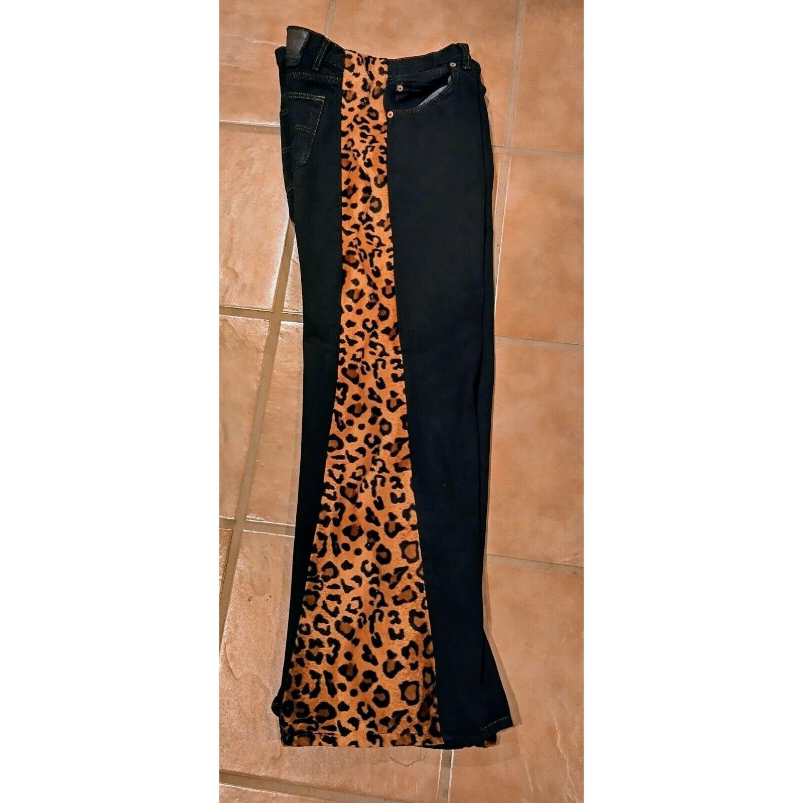 Other Original Custom Stage Wear, Leopard Flare Black Denim sz 33 Size US 33 - 1 Thumbnail
