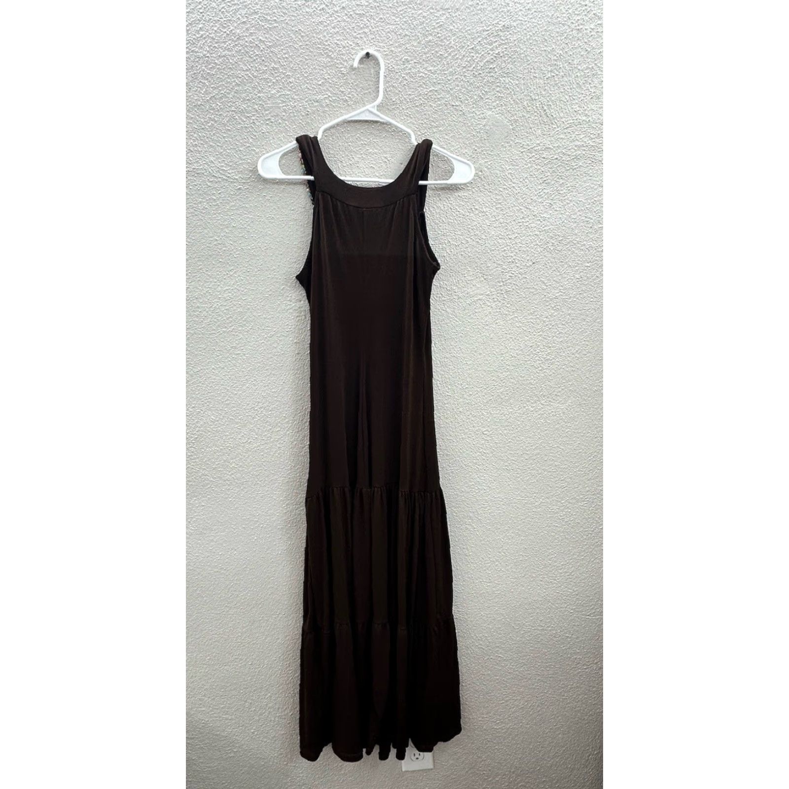 Vintage Carrie Allen Womens Maxi Dress Brown Gemmed V-Neckline Dress Maxi Sleeveless M Womens Brown Gemmed V-Neckline Carrie Allen Maxi Dress Size M / US 6-8 / IT 42-44 - 7 Thumbnail