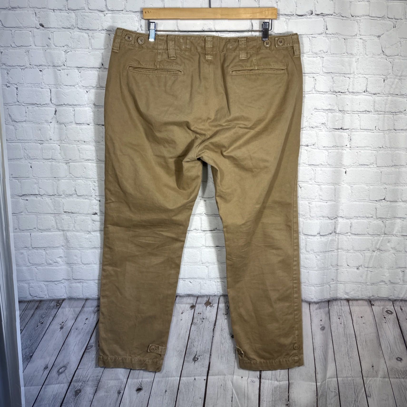 Vintage J. Peterman Company Pants Mens 38 Tan Khaki Chino Cotton Button Fly Suspender Size US 38 / EU 54 - 5 Thumbnail