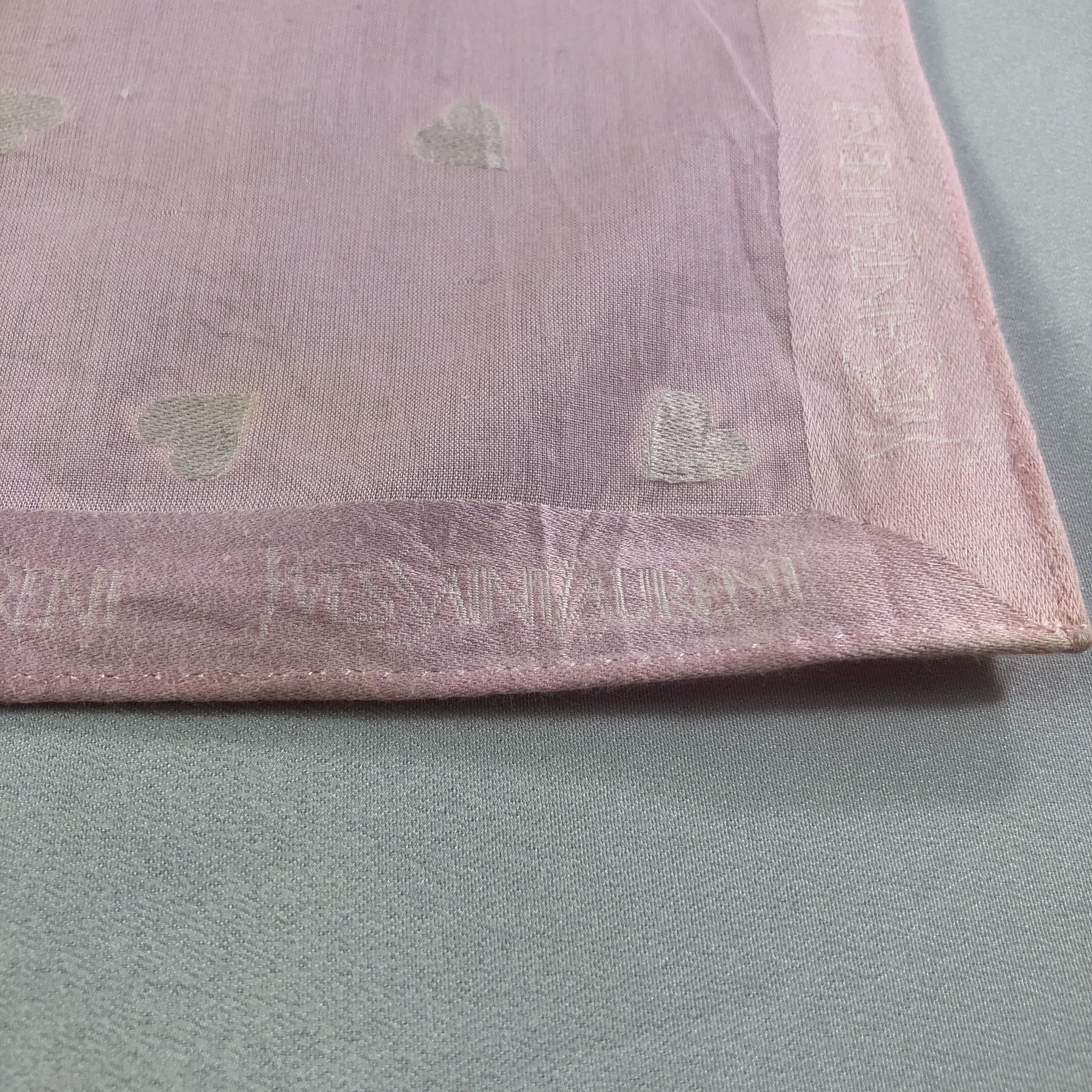 Yves Saint Laurent YSL Pink Loves Handkerchief Neckerchief Bandana H1740 Size ONE SIZE - 4 Thumbnail