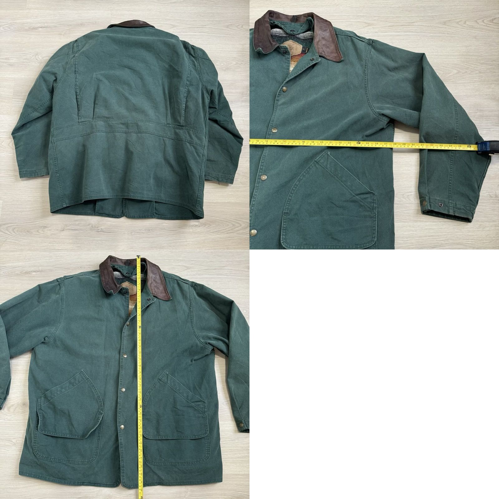 Vintage VINTAGE Woolrich Barn Chore Coat Jacket XL Green Wool Lined Leather Collar USA Men Overcoat 90s Hipster Outdoor Pockets Removable Lining Size US XL / EU 56 / 4 - 8 Thumbnail