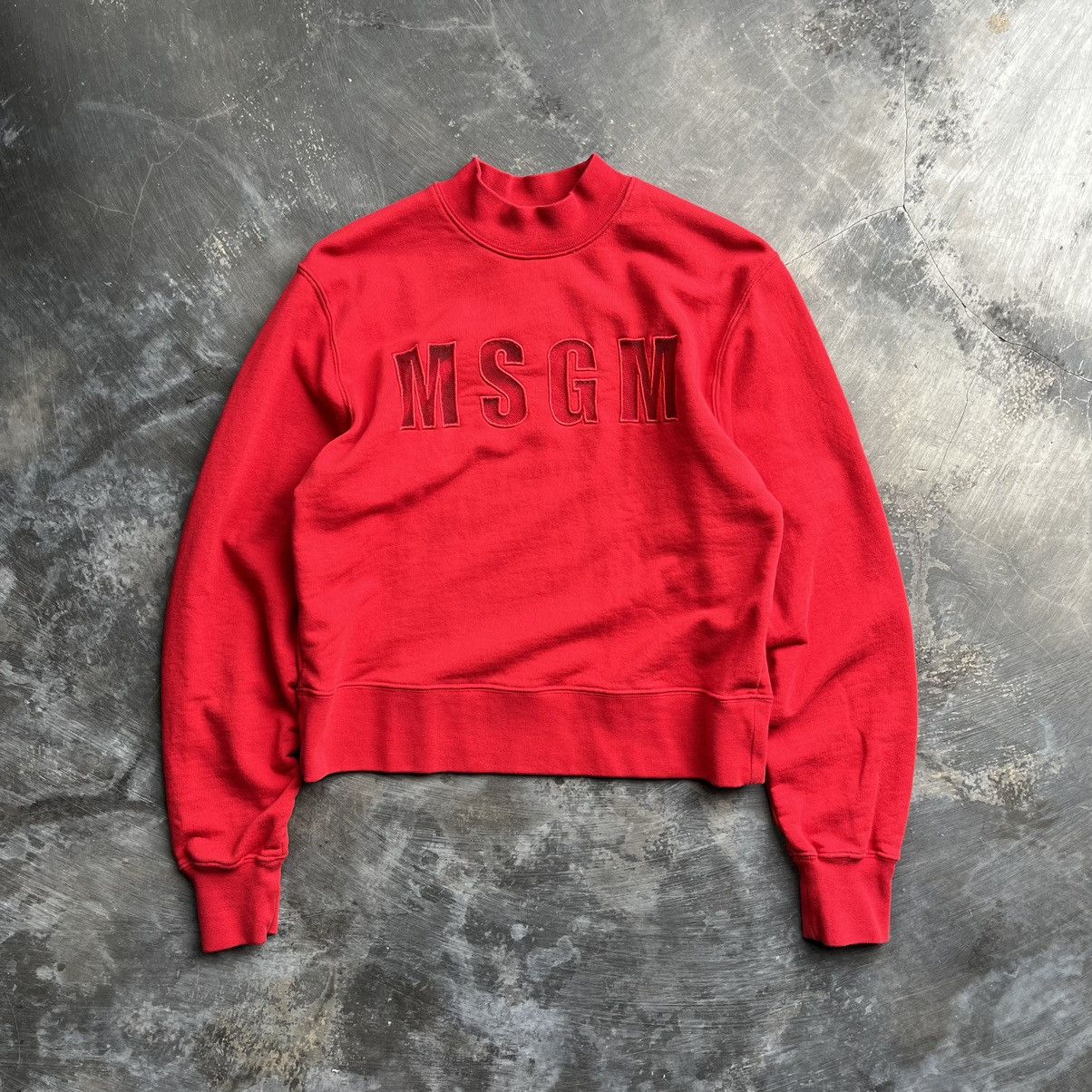 image of Archival Clothing x Italian Designers Msgm Sweater Logo Transparant Crop in Red, Women's