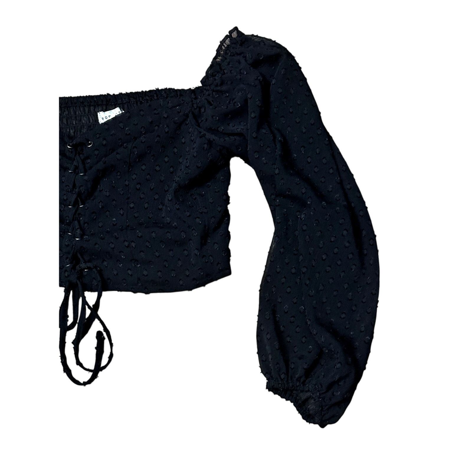 Aeropostale Aeropostale Cropped Top Lace Up Off Shoulder Black W S NWOT Size S / US 4 / IT 40 - 6 Thumbnail