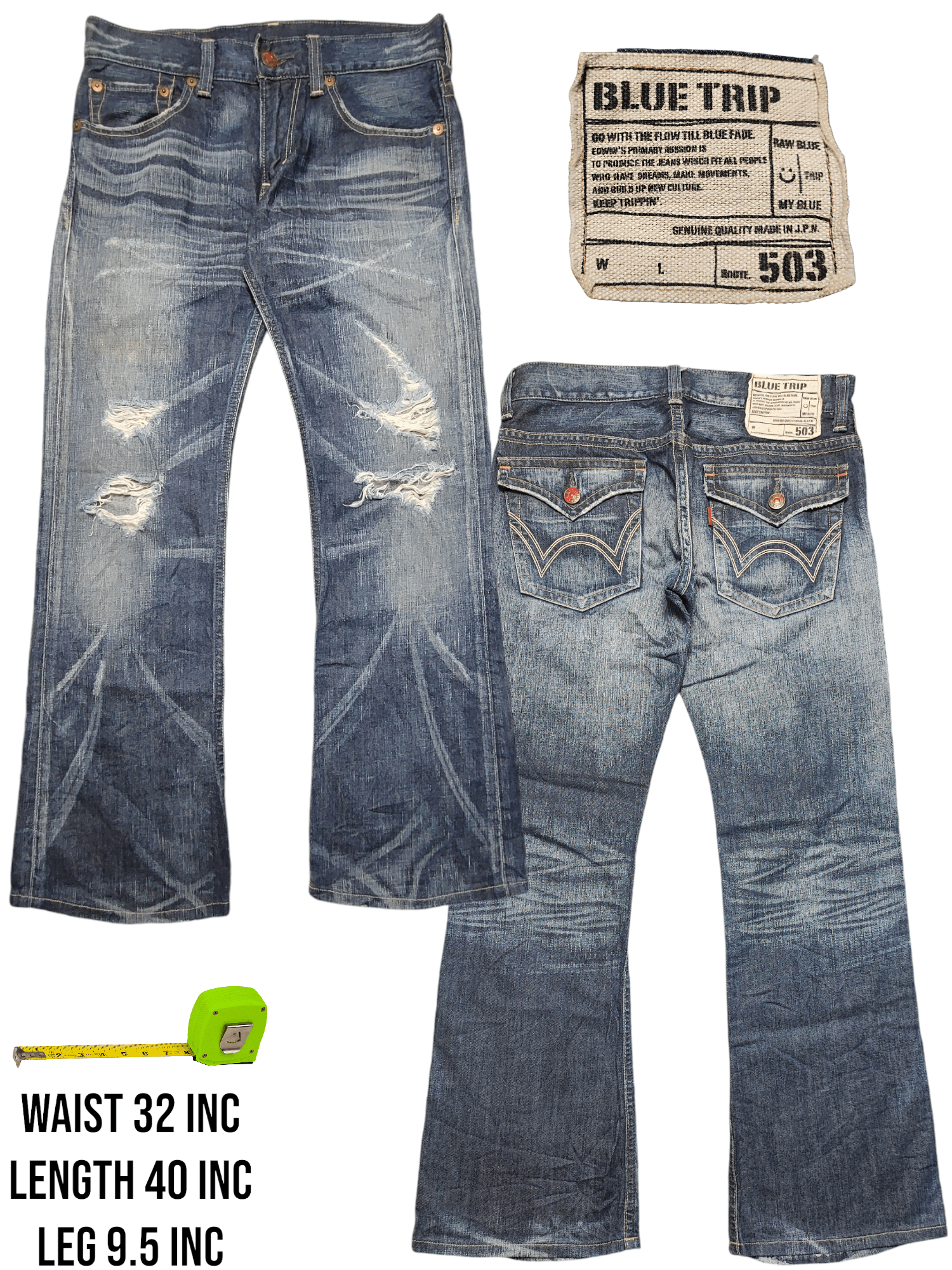Edwin Edwin 503 Blue Trip Japan Distressed Jeans Size US 32 / EU 48 - 1 Thumbnail