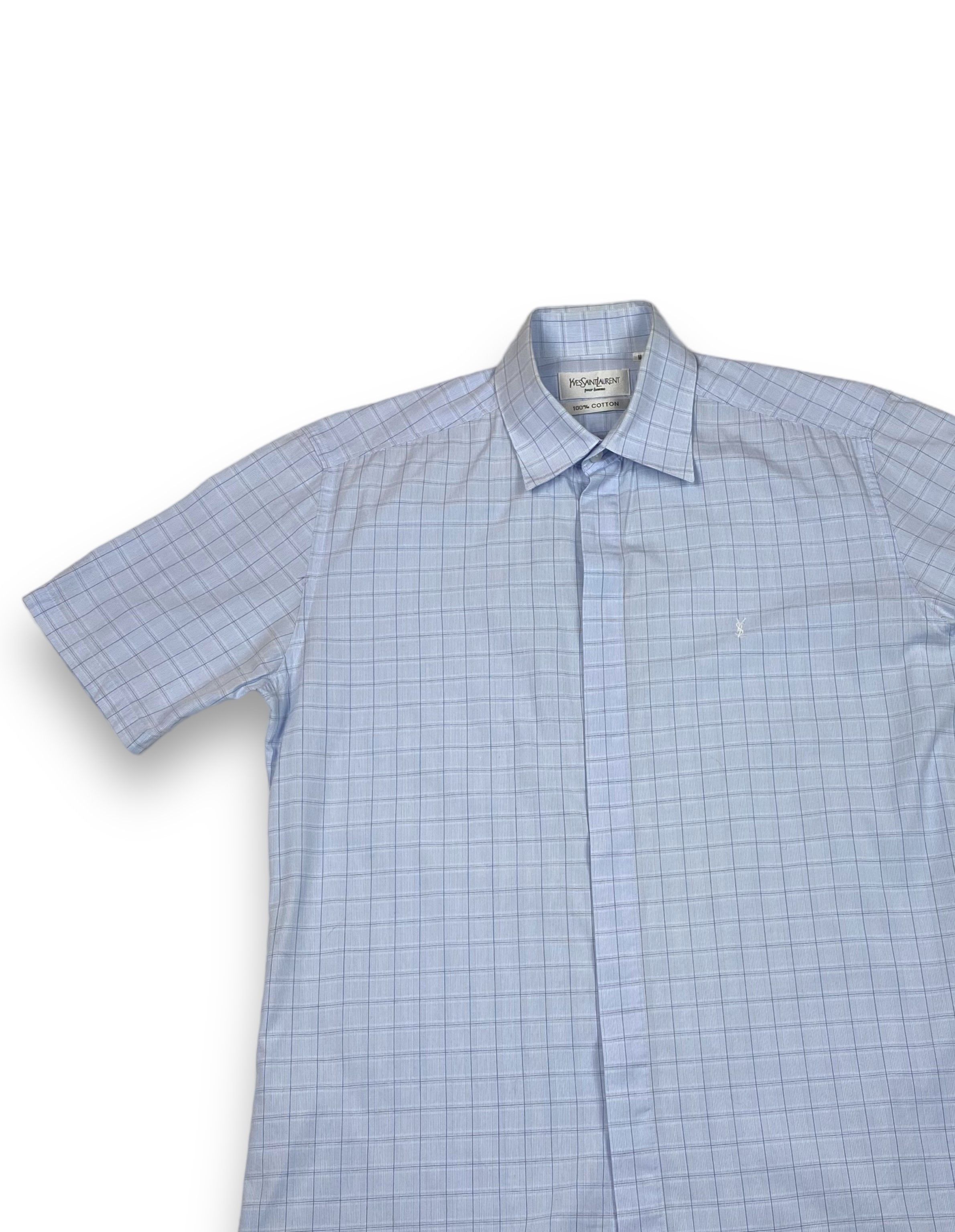 Vintage Vintage YVES SAINT LAUREN Checked Pastel Blue Button Up M788 Size US M / EU 48-50 / 2 - 3 Thumbnail